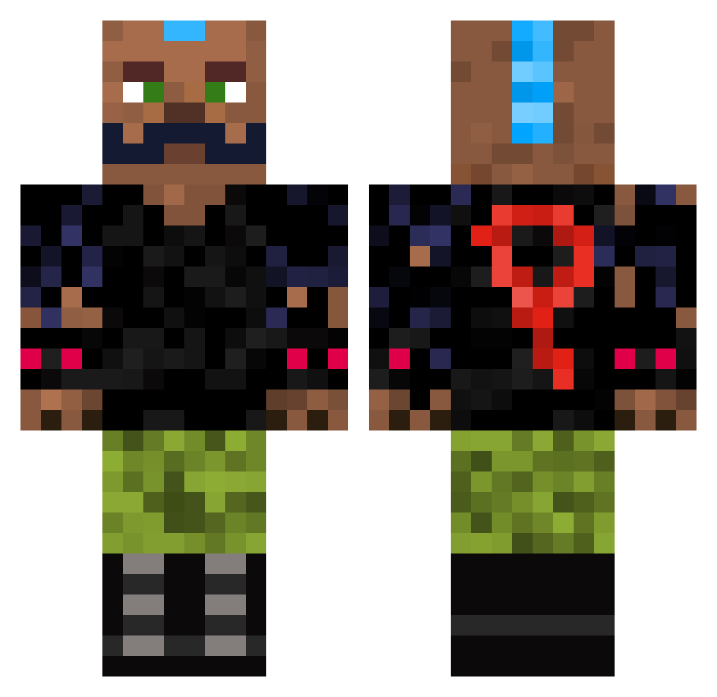 Poseidonod Minecraft skin, front and back view