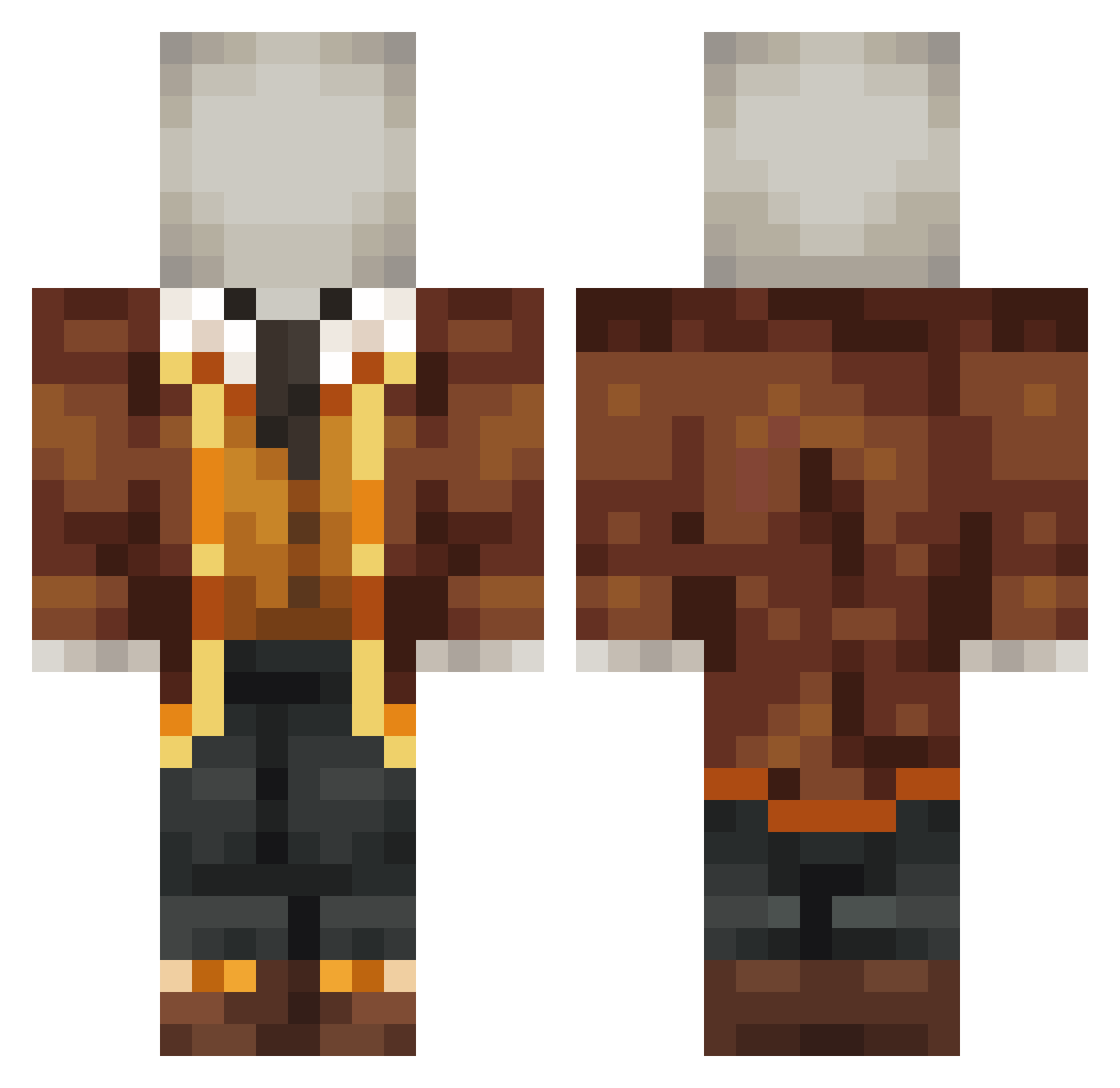 Alchny Minecraft skin, front and back view