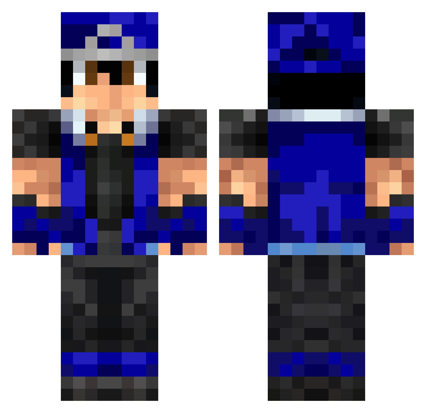 DuzFire Minecraft skin, front and back view