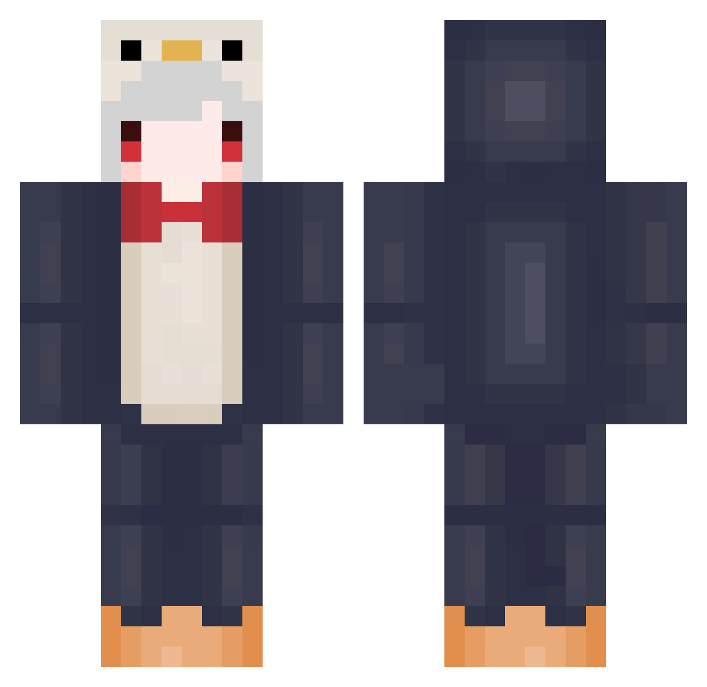 SuHydra Minecraft skin, front and back view