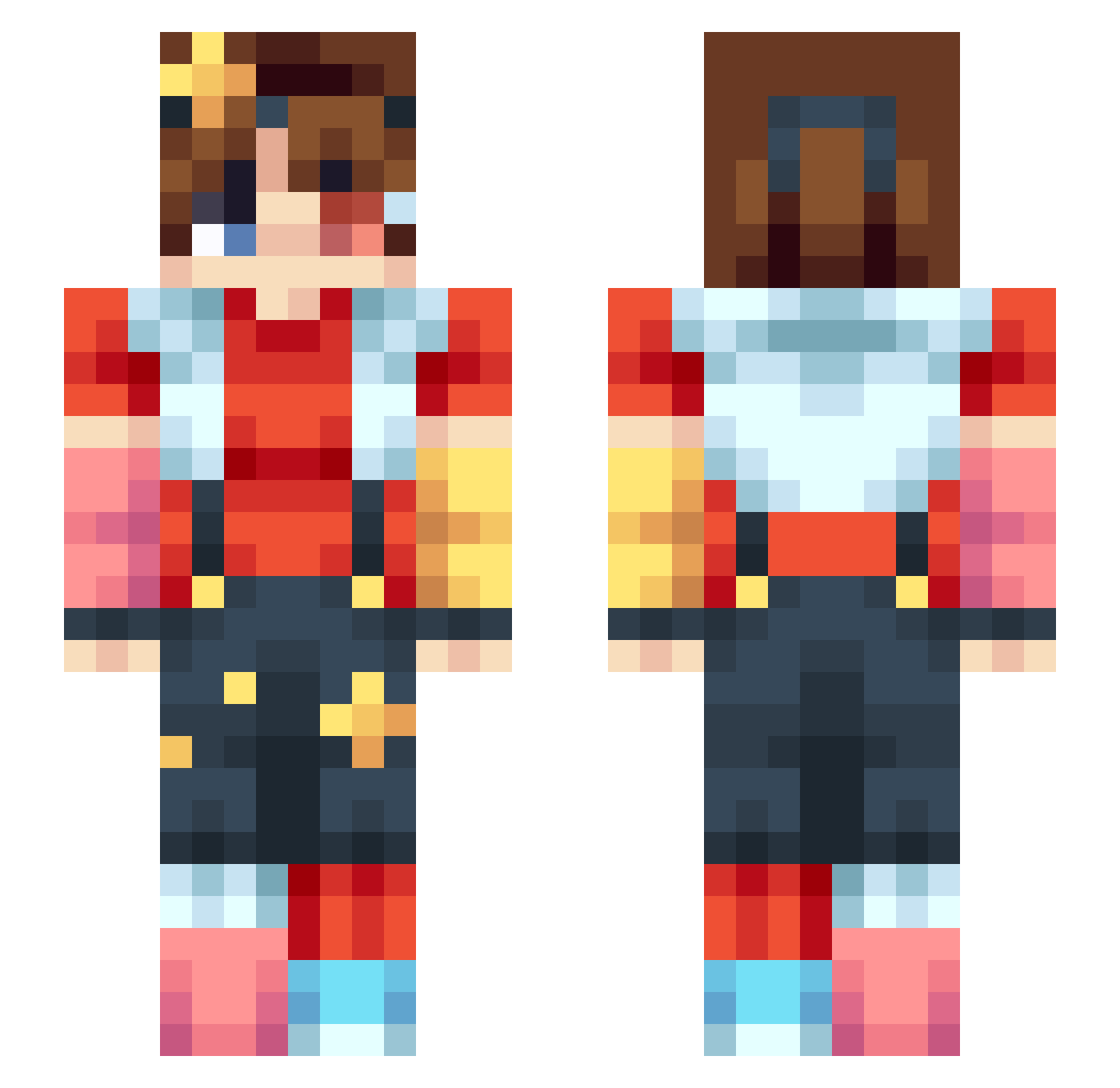 FakeTurt1e Minecraft skin, front and back view
