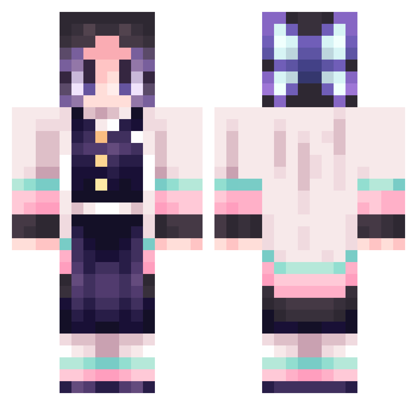 Sullivia Minecraft skin, front and back view
