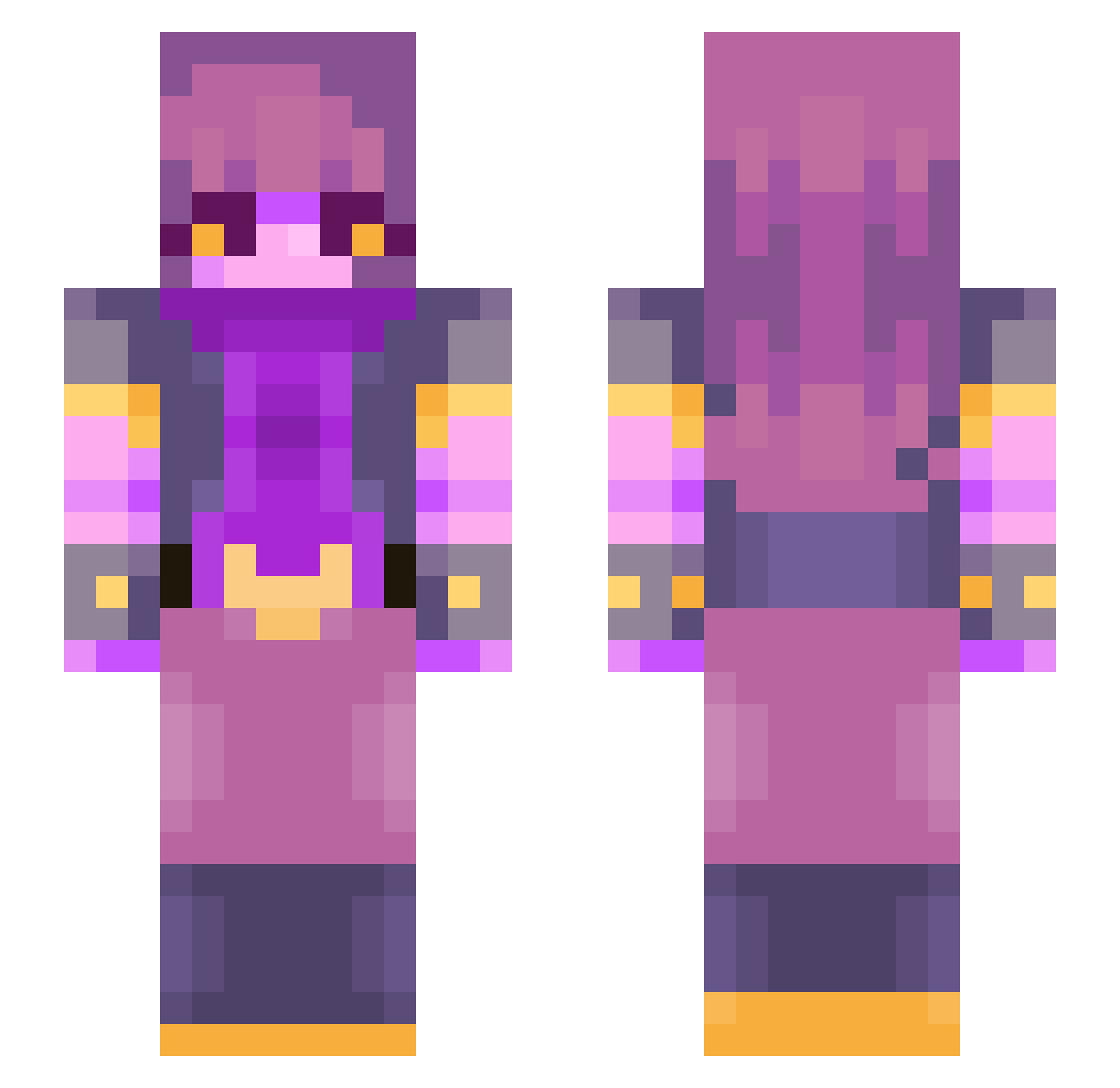 Seafell Minecraft skin, front and back view