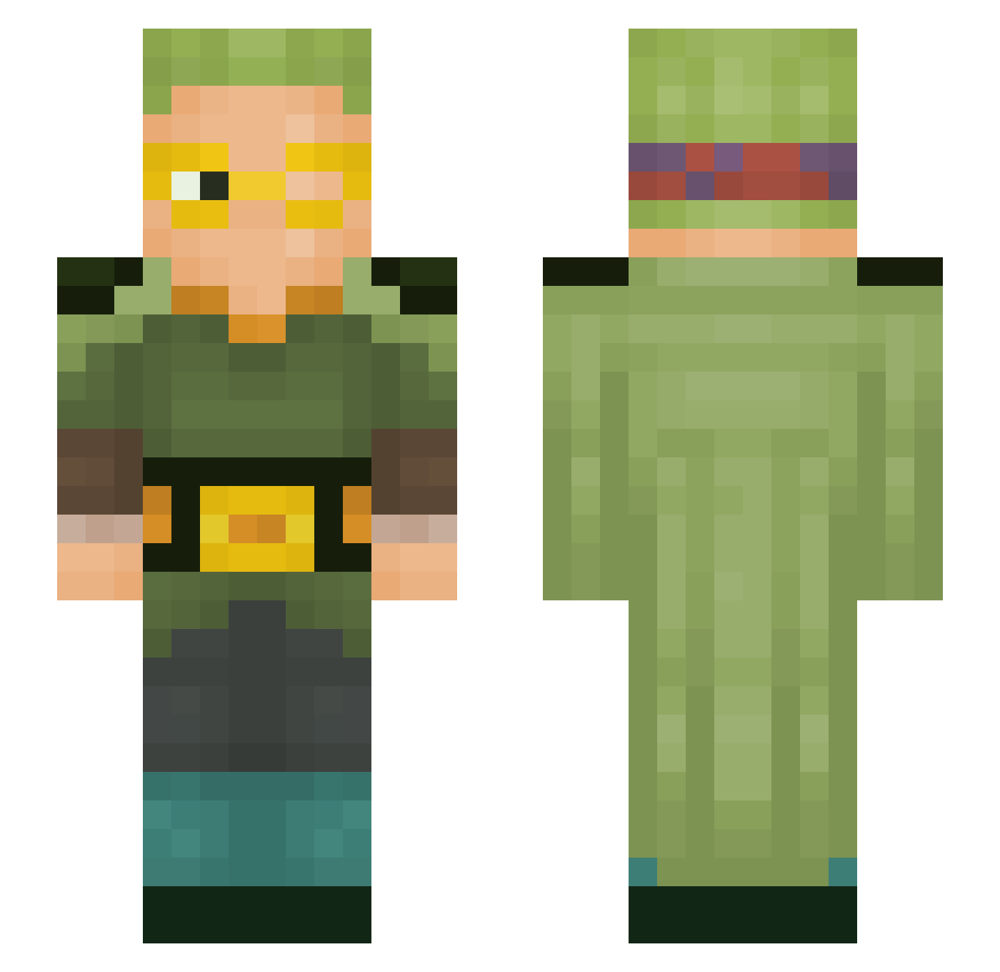 Joey Minecraft skin, front and back view