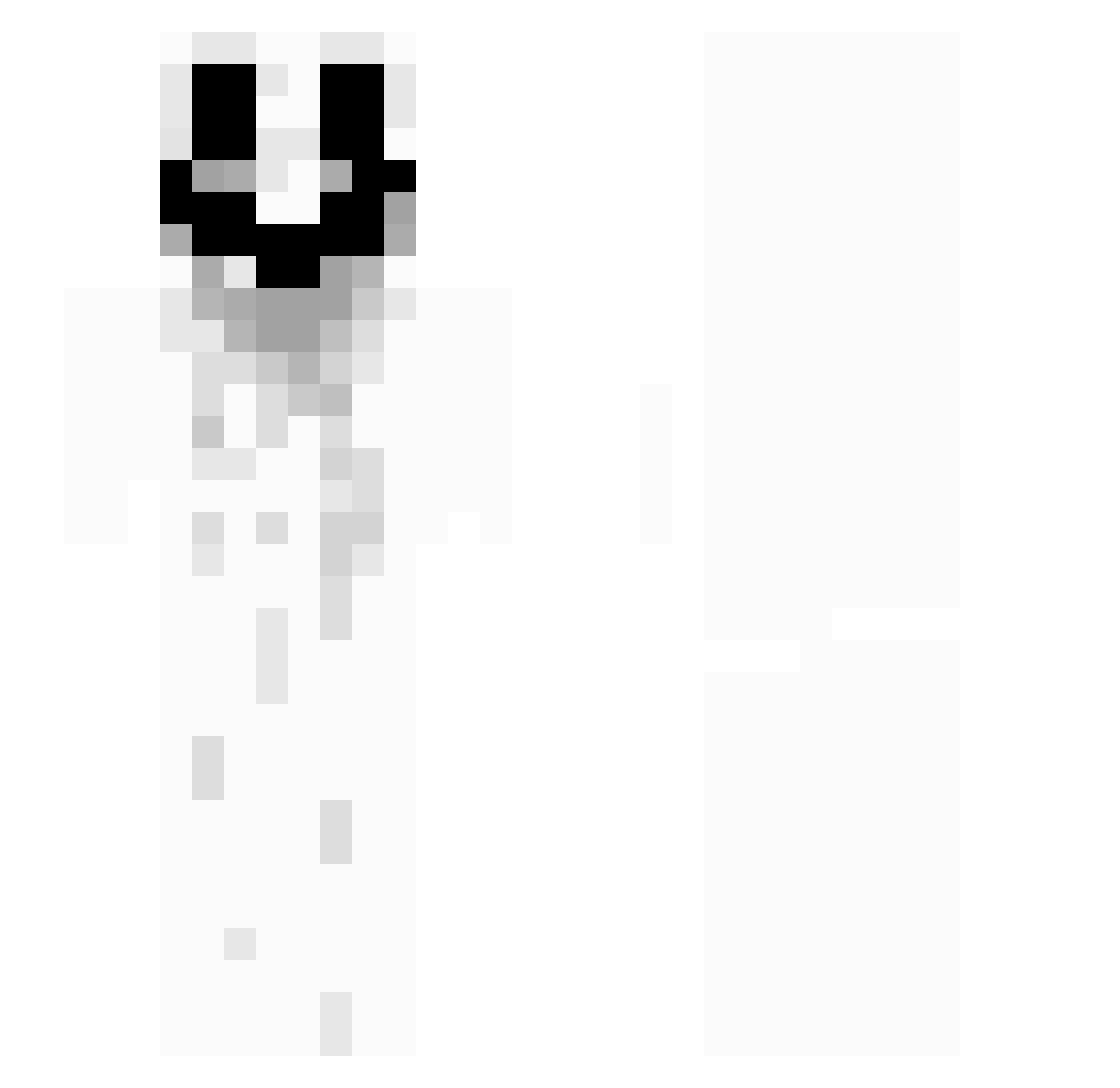 RadarBossini Minecraft skin, front and back view