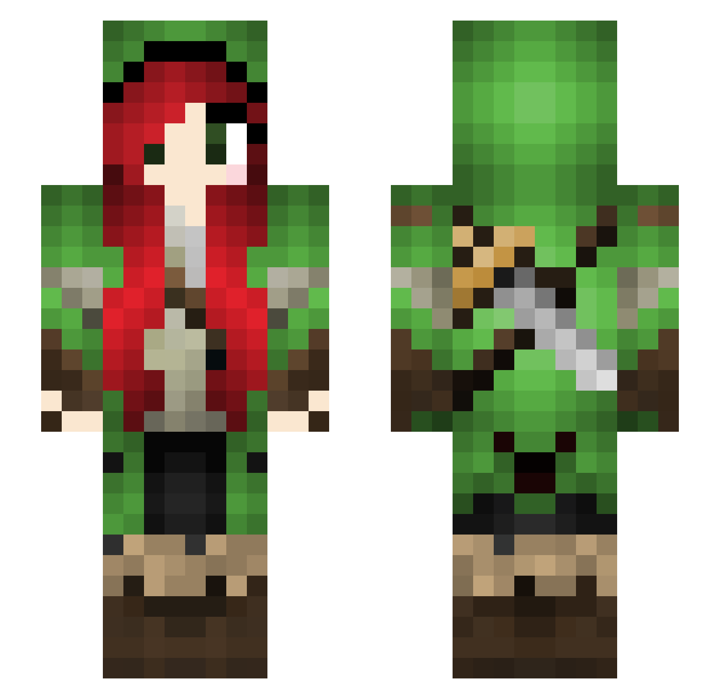 Lizard Minecraft skin, front and back view