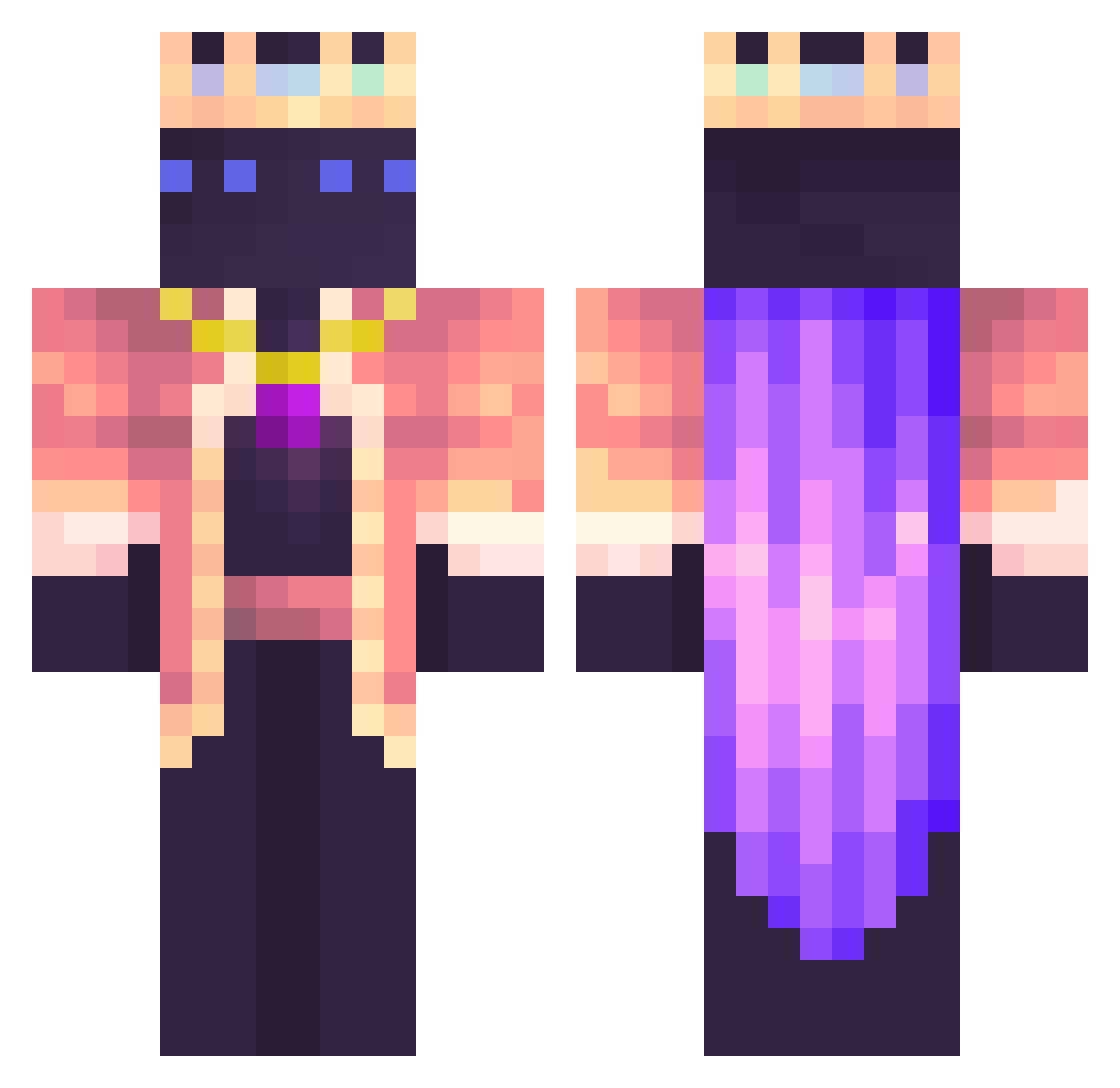 tvxt Minecraft skin, front and back view