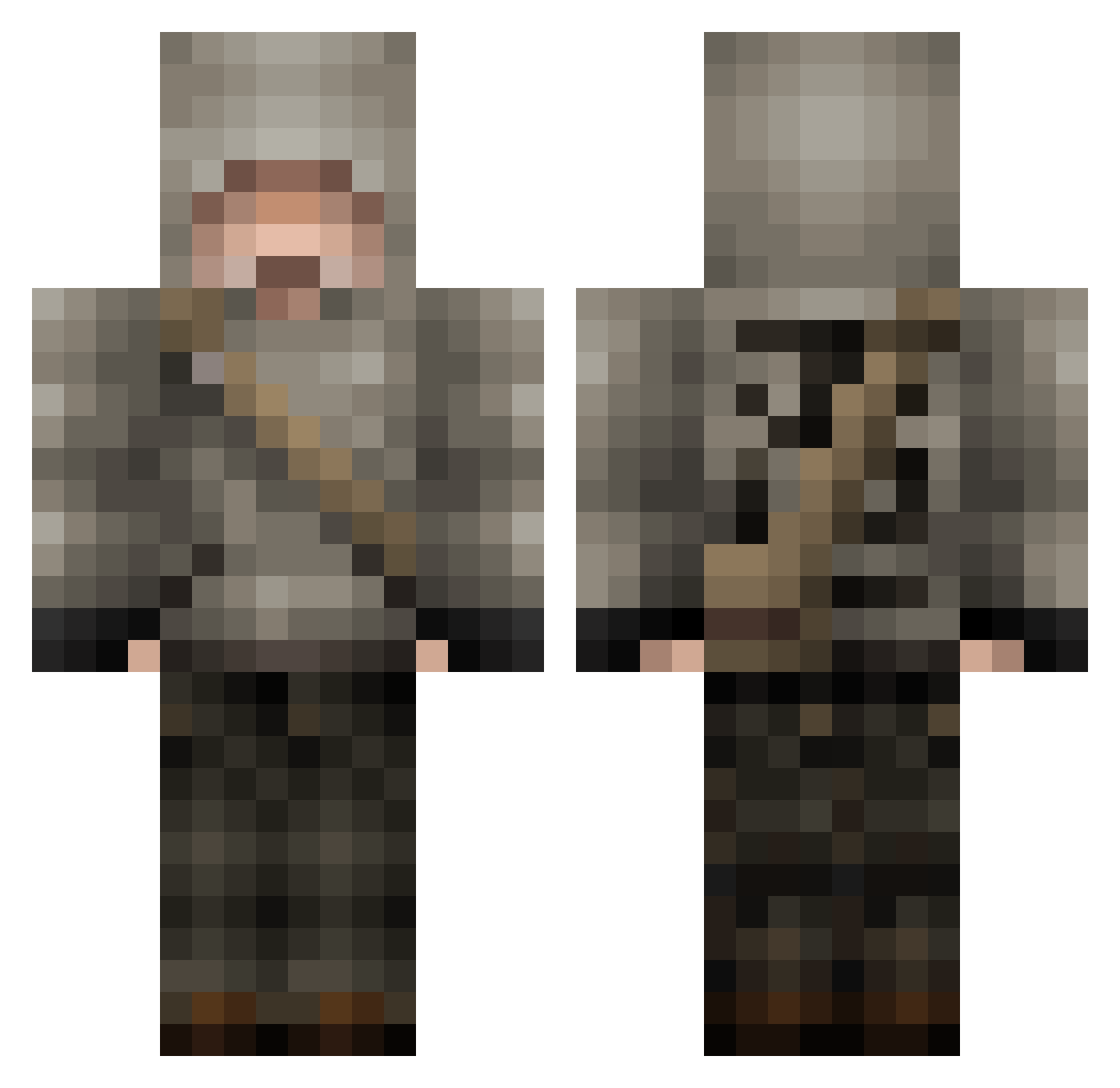ProxDev Minecraft skin, front and back view