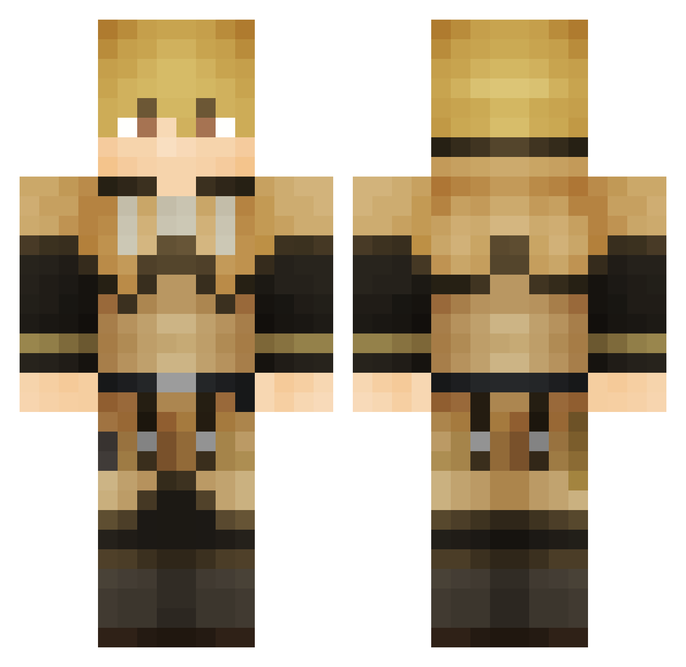 Zzacka Minecraft skin, front and back view