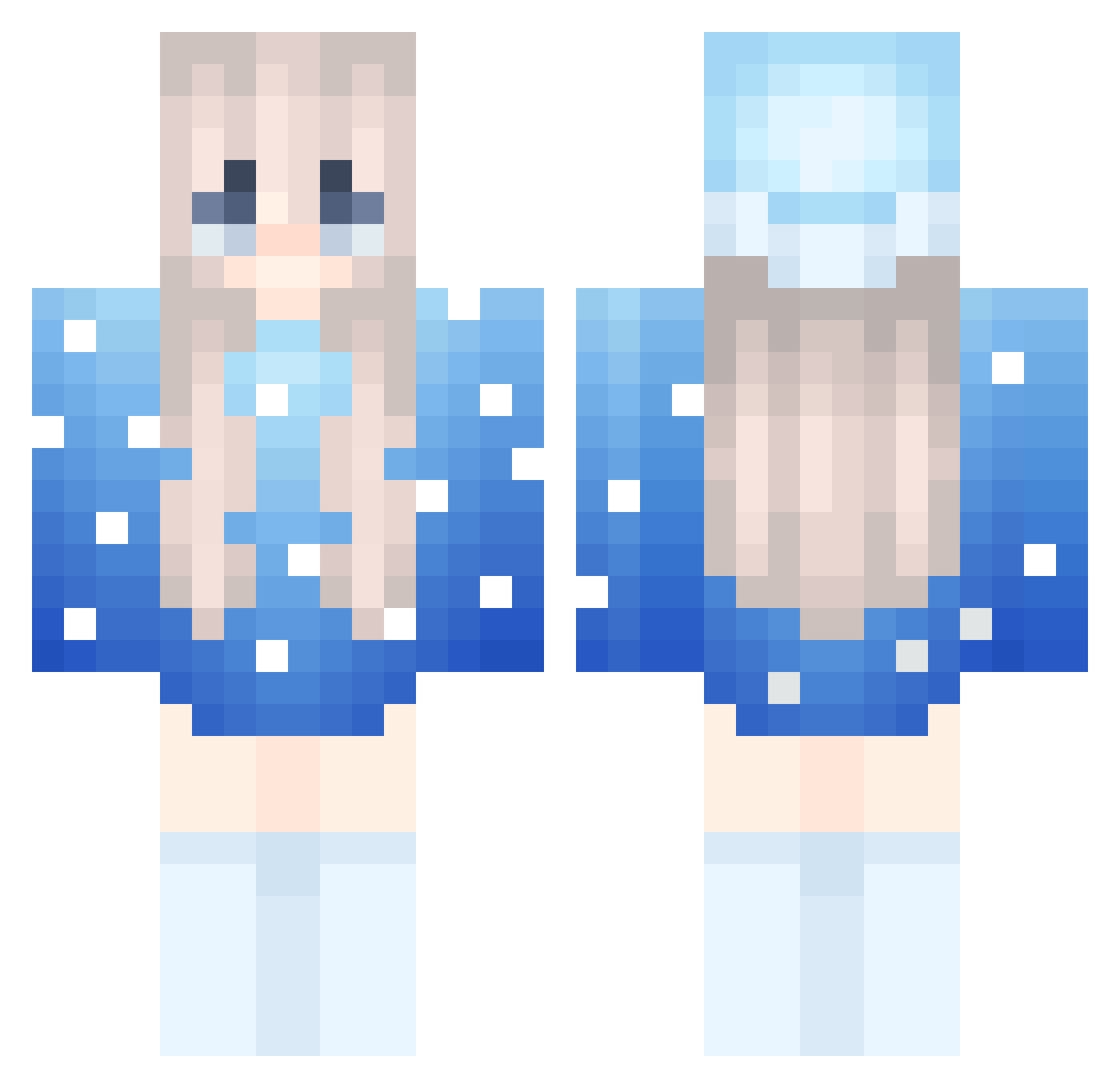Aurore3018 Minecraft skin, front and back view