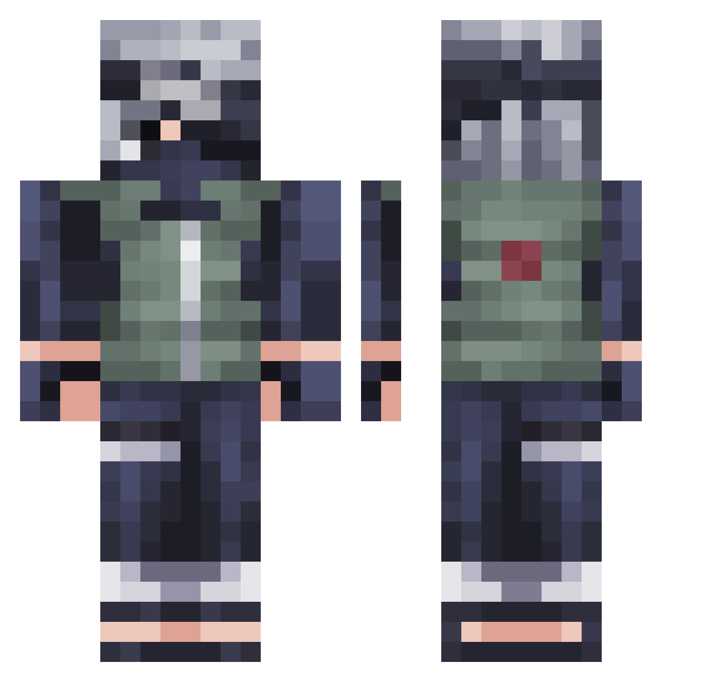 AlwaysSkip Minecraft skin, front and back view