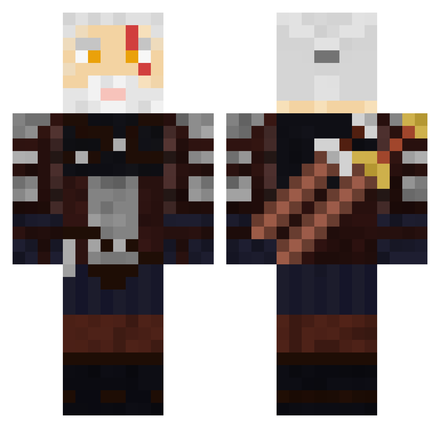 RUR1C Minecraft skin, front and back view