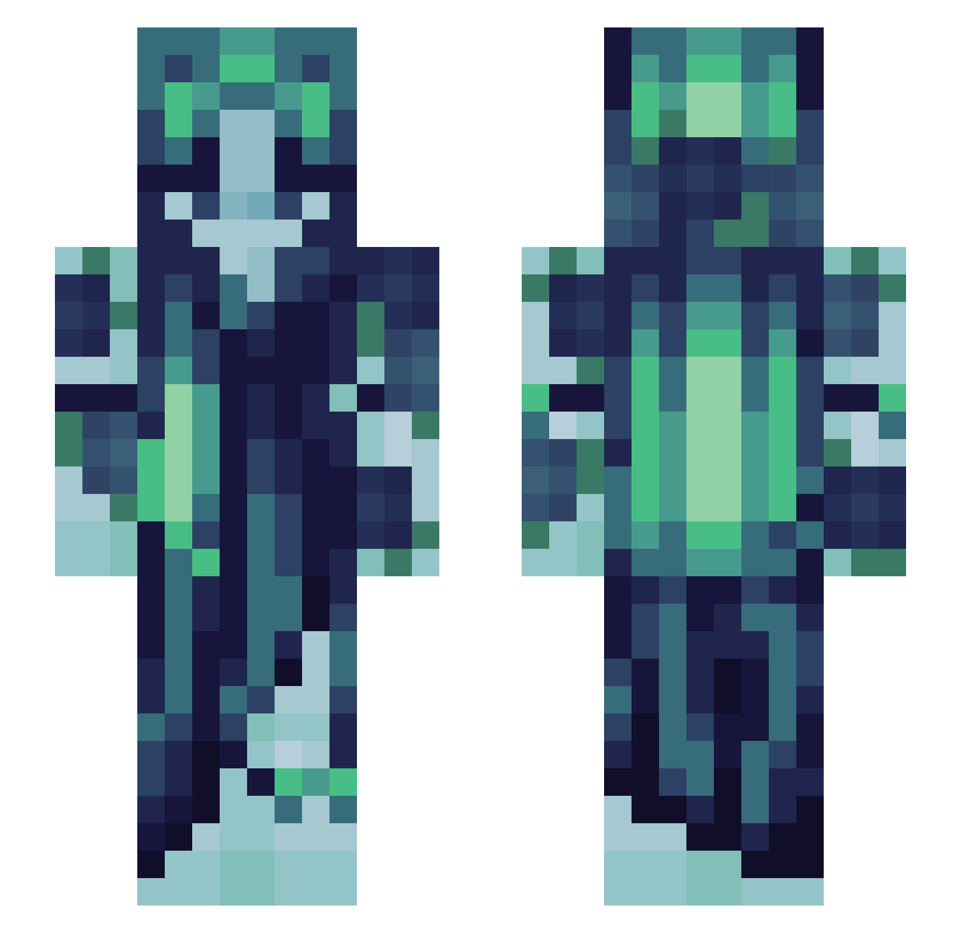 PrimeCalef Minecraft skin, front and back view