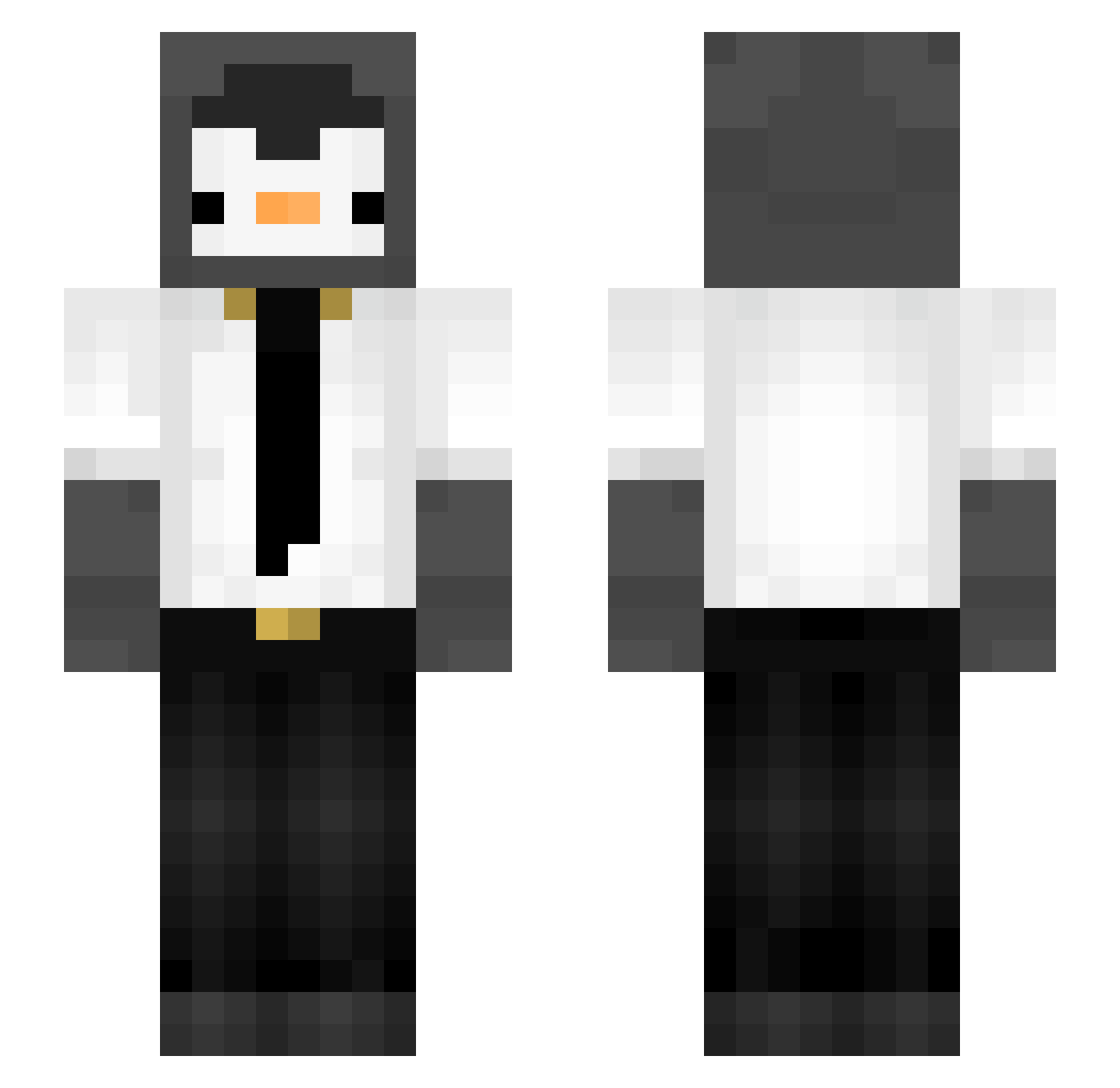 Fluffy_Pengu_ Minecraft skin, front and back view