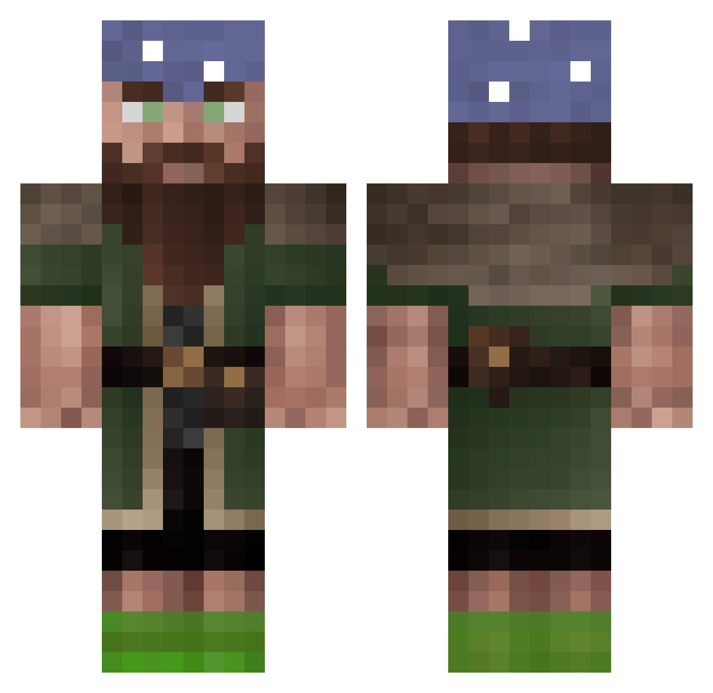 Beardicuss_ Minecraft skin, front and back view