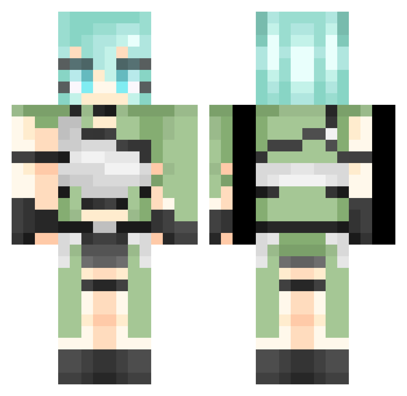 Moffle0 Minecraft skin, front and back view