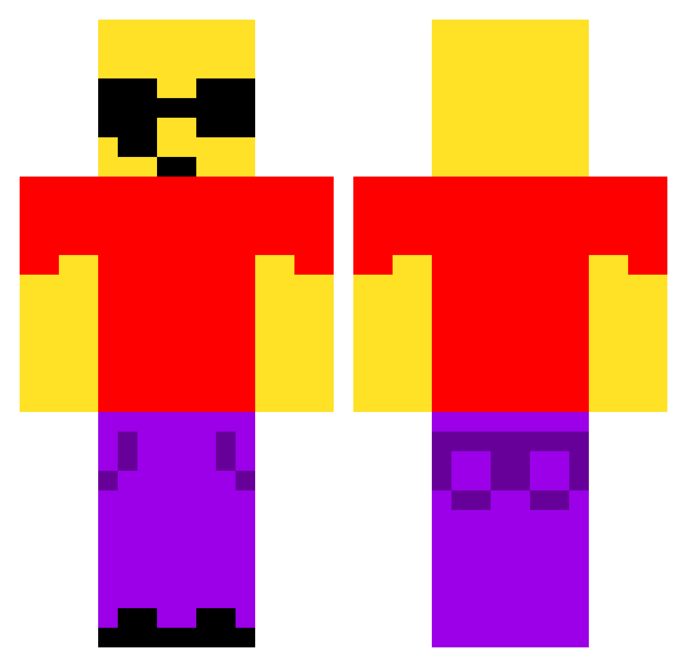 Zacertyp Minecraft skin, front and back view