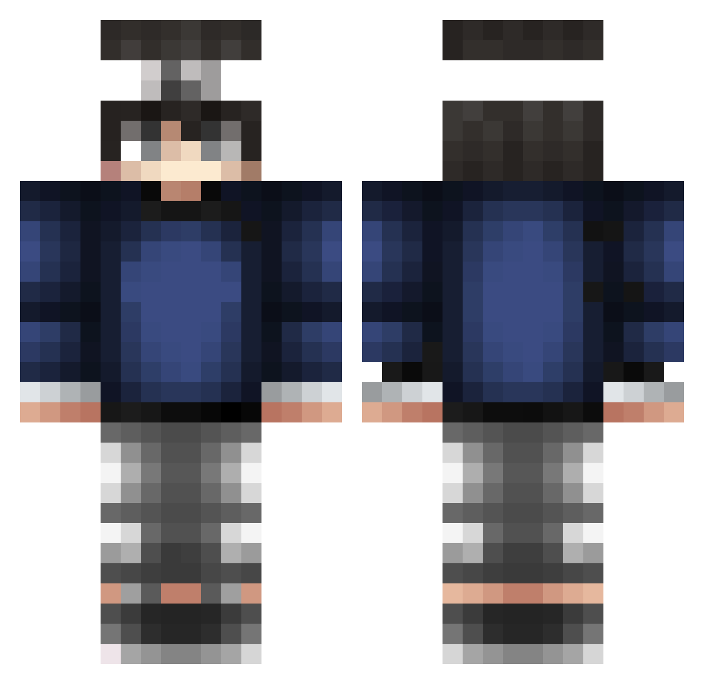 Mvchxl Minecraft skin, front and back view