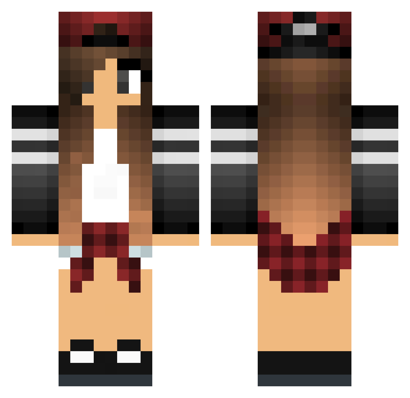 Punted Minecraft skin, front and back view
