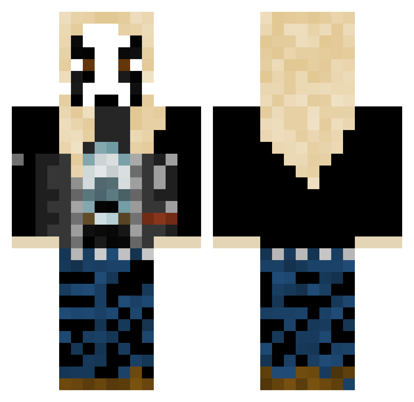 butter555666 Minecraft skin, front and back view