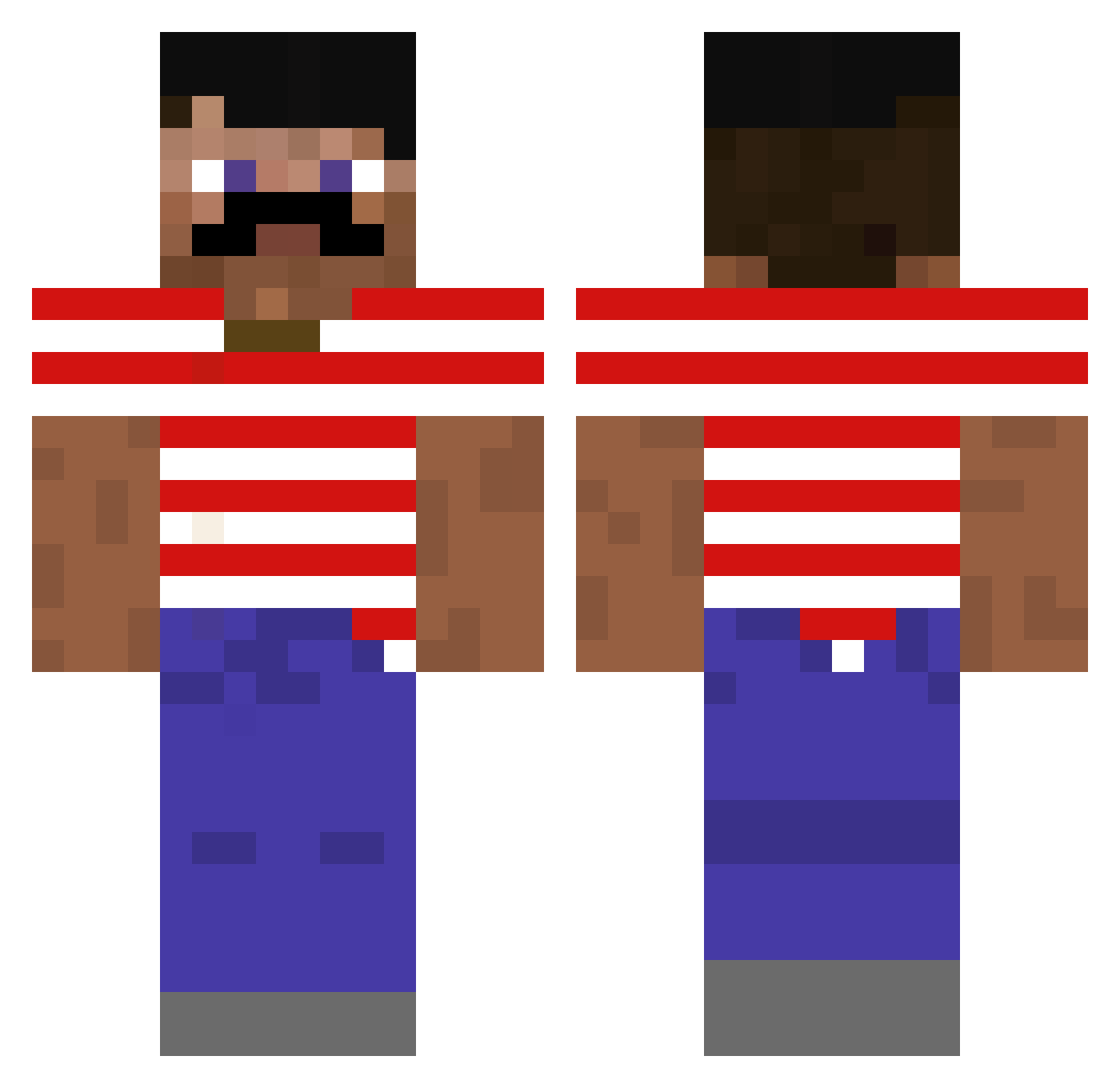 SkyProb Minecraft skin, front and back view