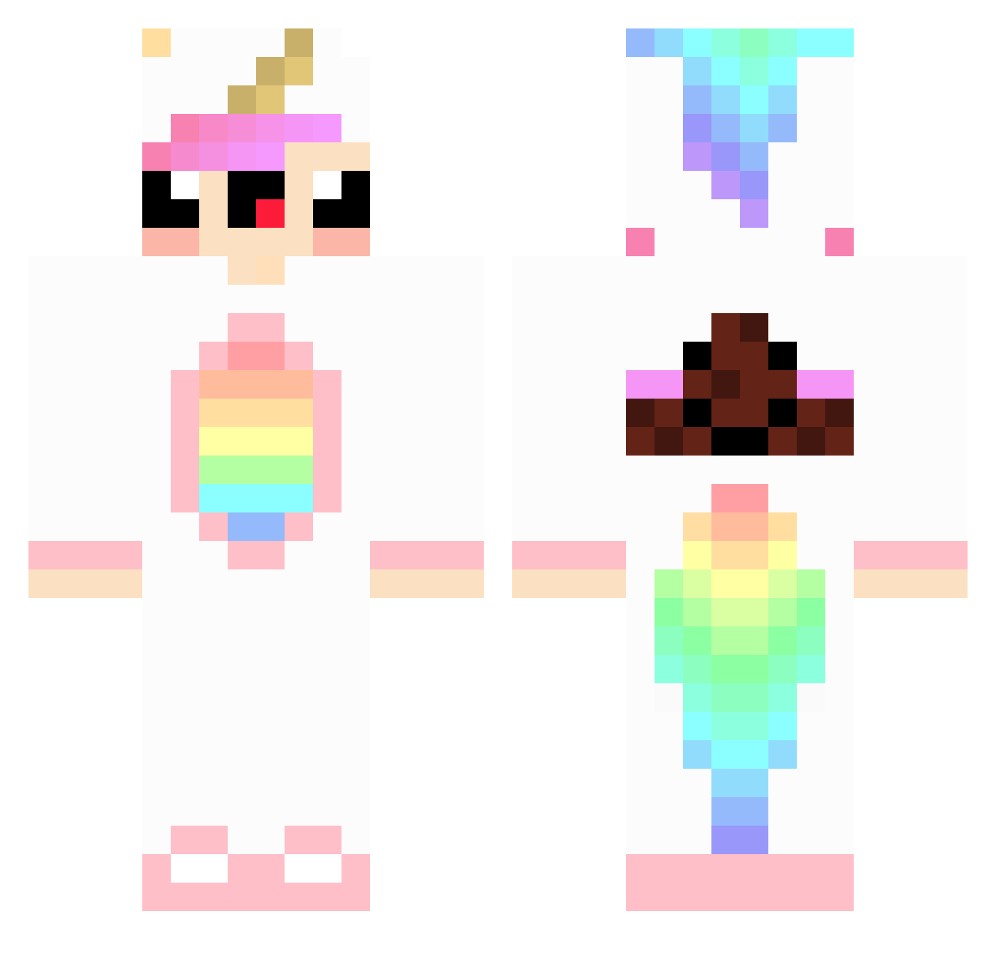 SqueezyPeasy Minecraft skin, front and back view