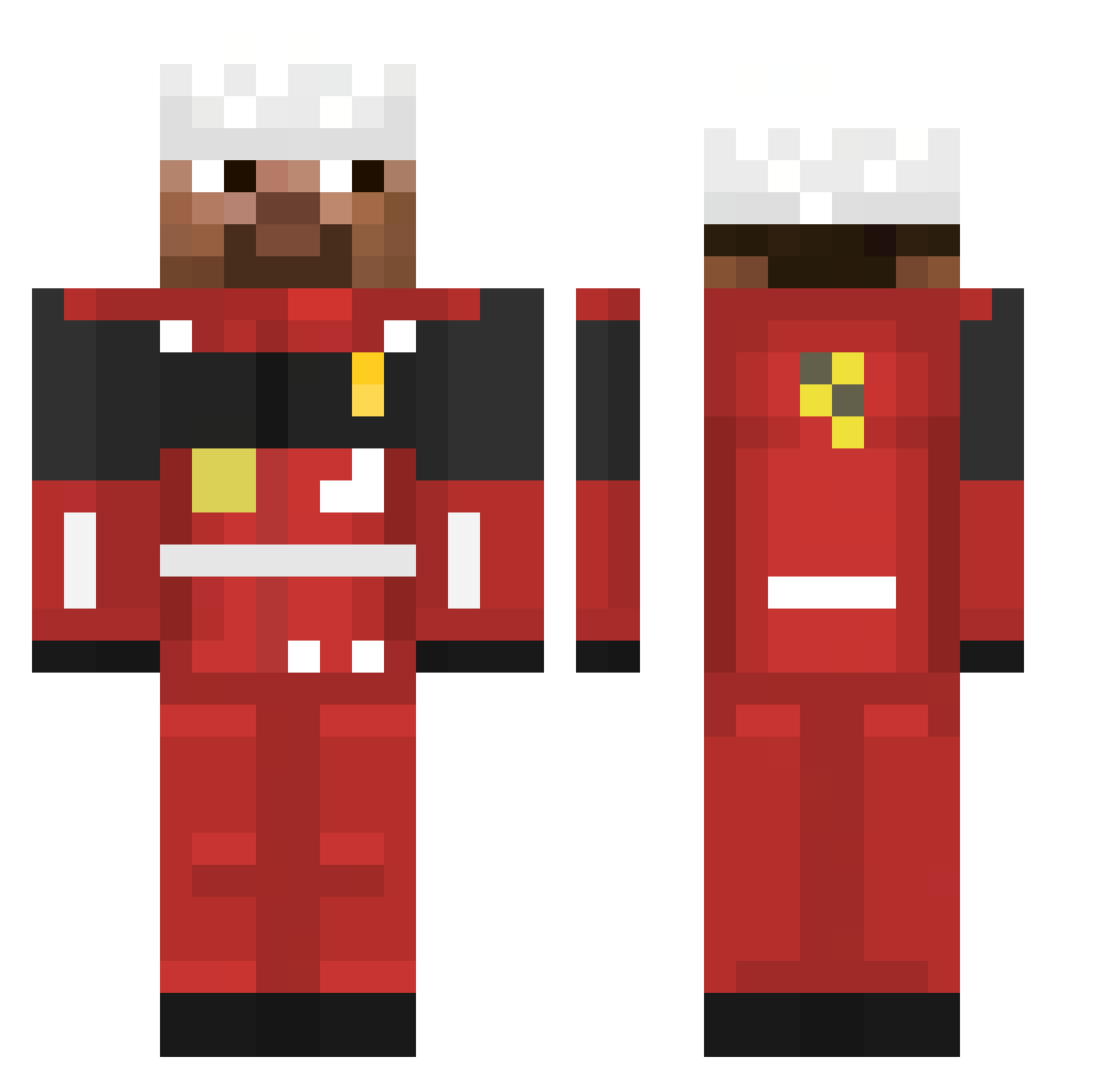 XDMan_Tomato Minecraft skin, front and back view