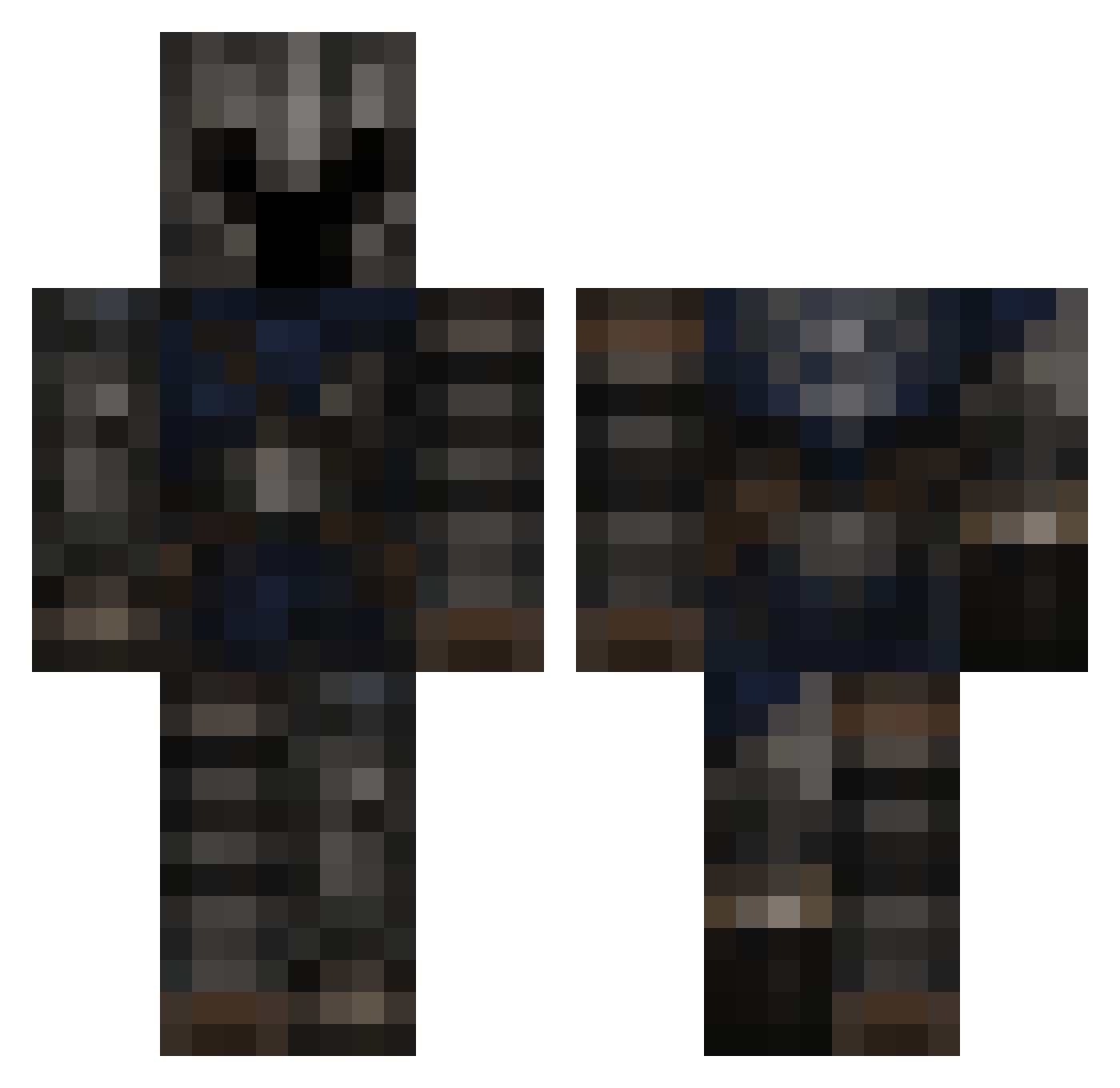 Raxzyboy Minecraft skin, front and back view
