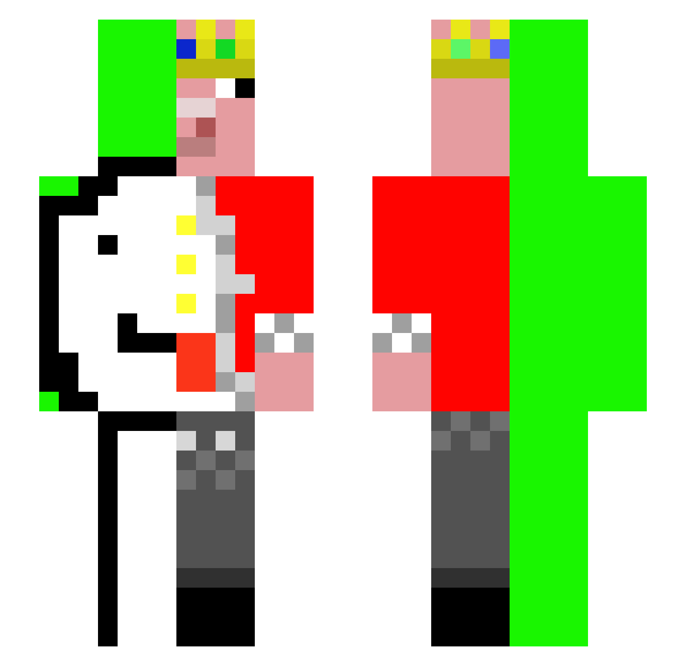 pure Minecraft skin, front and back view