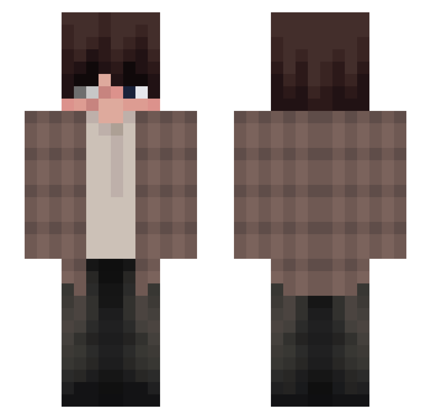 Cosxms Minecraft skin, front and back view