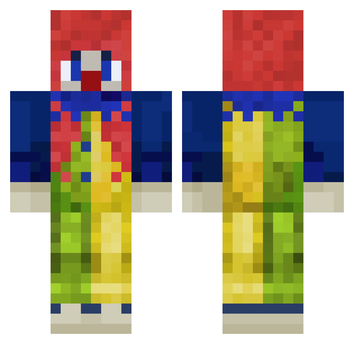 Wehkaboi Minecraft skin, front and back view