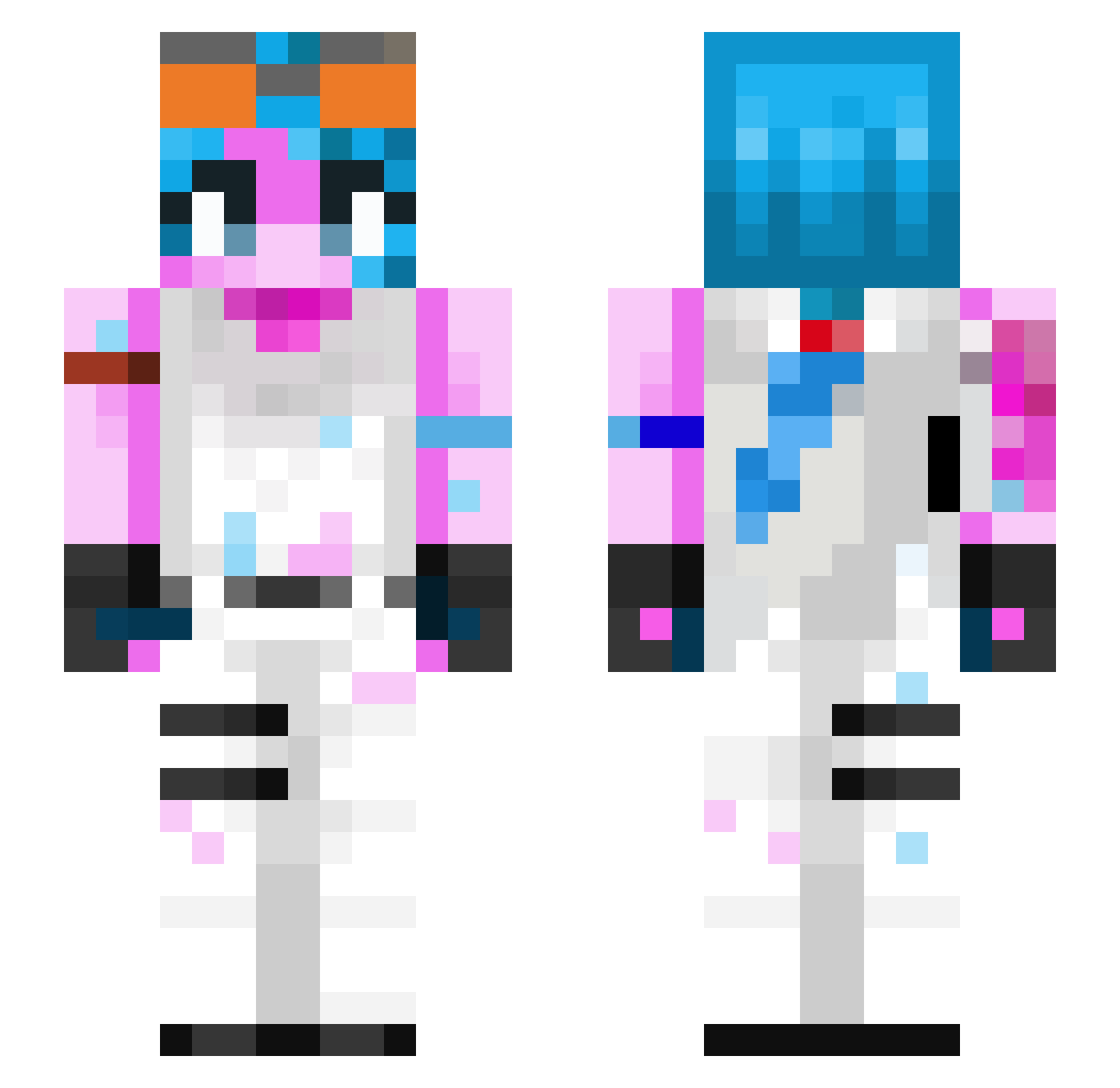 dev19 Minecraft skin, front and back view