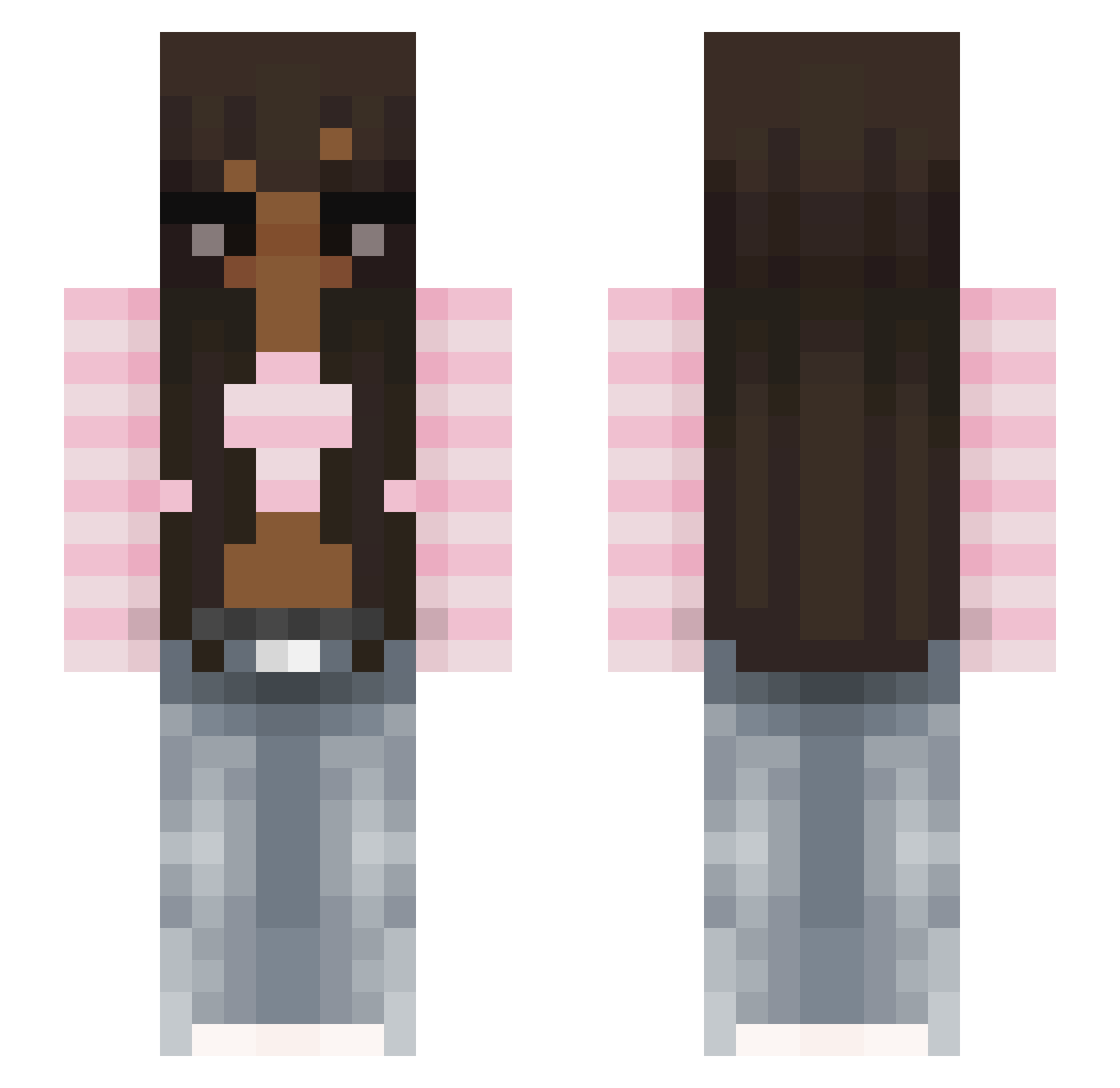 Amalle Minecraft skin, front and back view