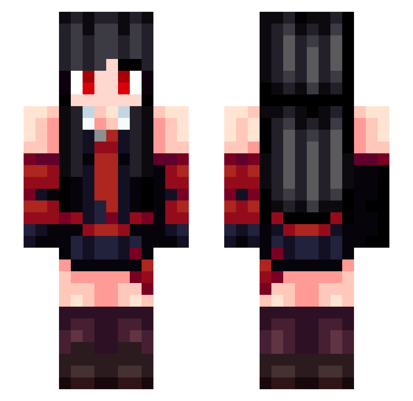 zxygar Minecraft skin, front and back view