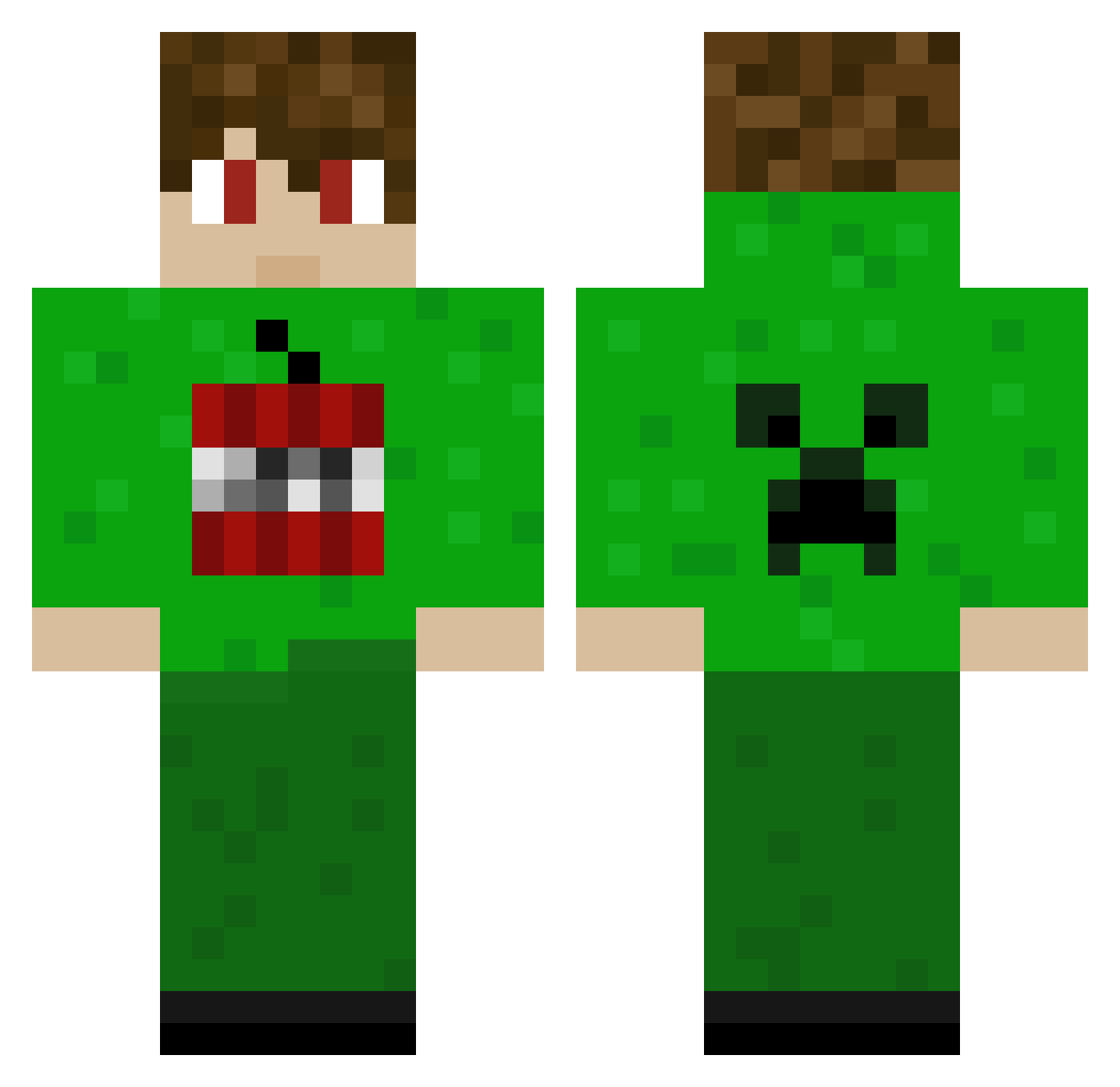 IlsuperX Minecraft skin, front and back view