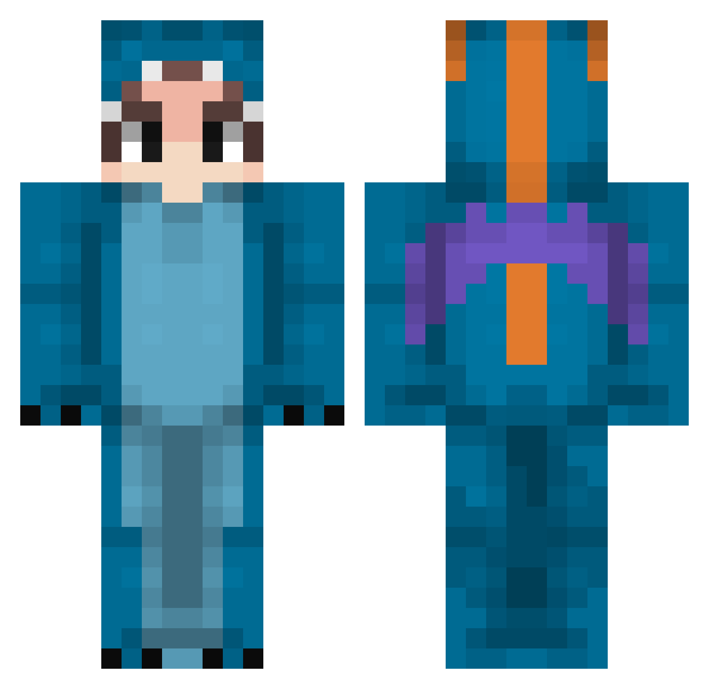 Ryxer Minecraft skin, front and back view