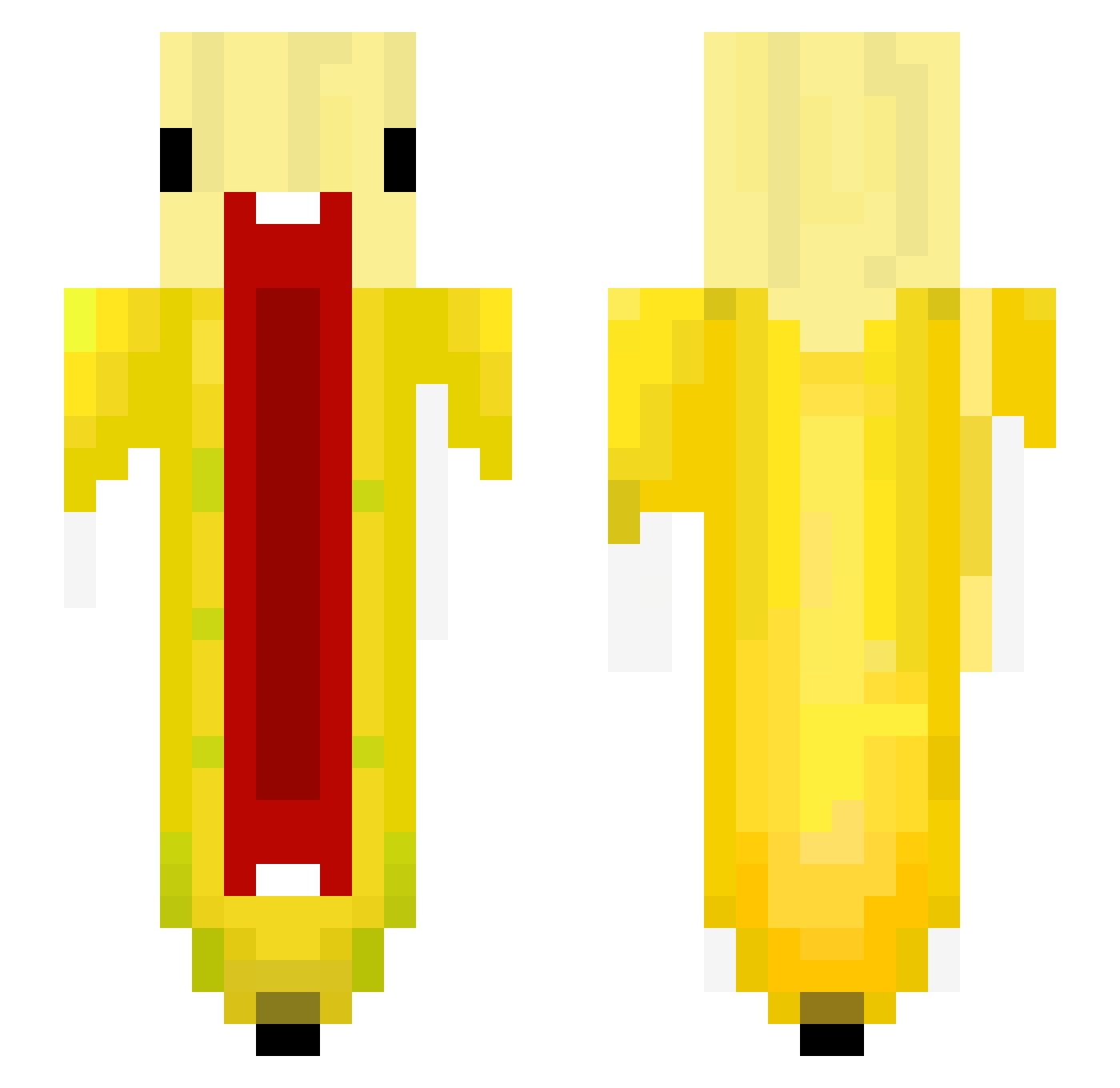 SkinnyBanana Minecraft skin, front and back view