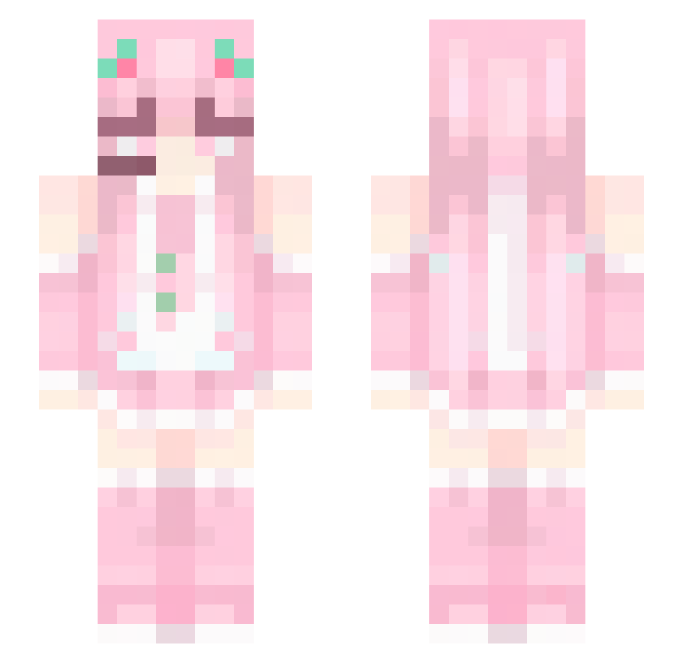 RealHatsuneMikuu Minecraft skin, front and back view