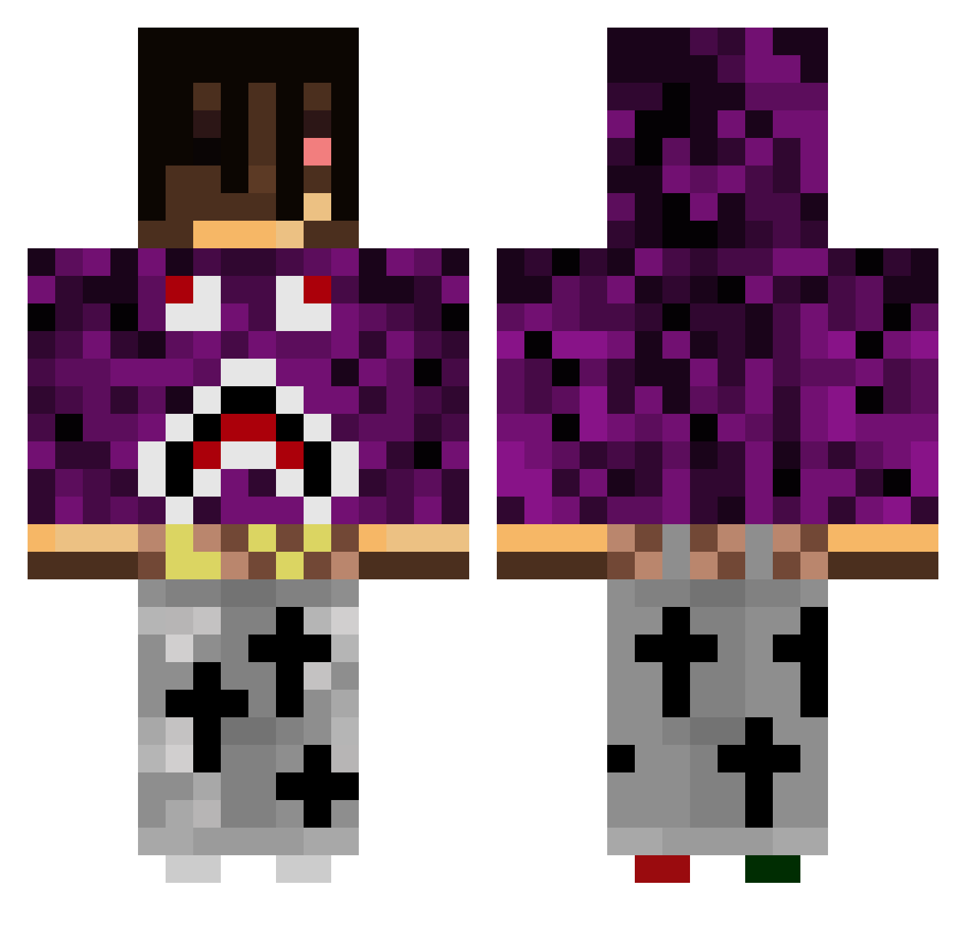 ZaddrixVLR Minecraft skin, front and back view