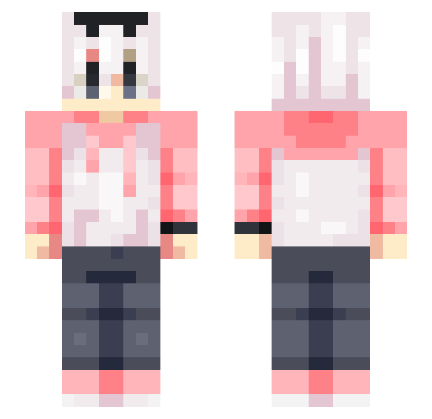TheEggCracked Minecraft skin, front and back view