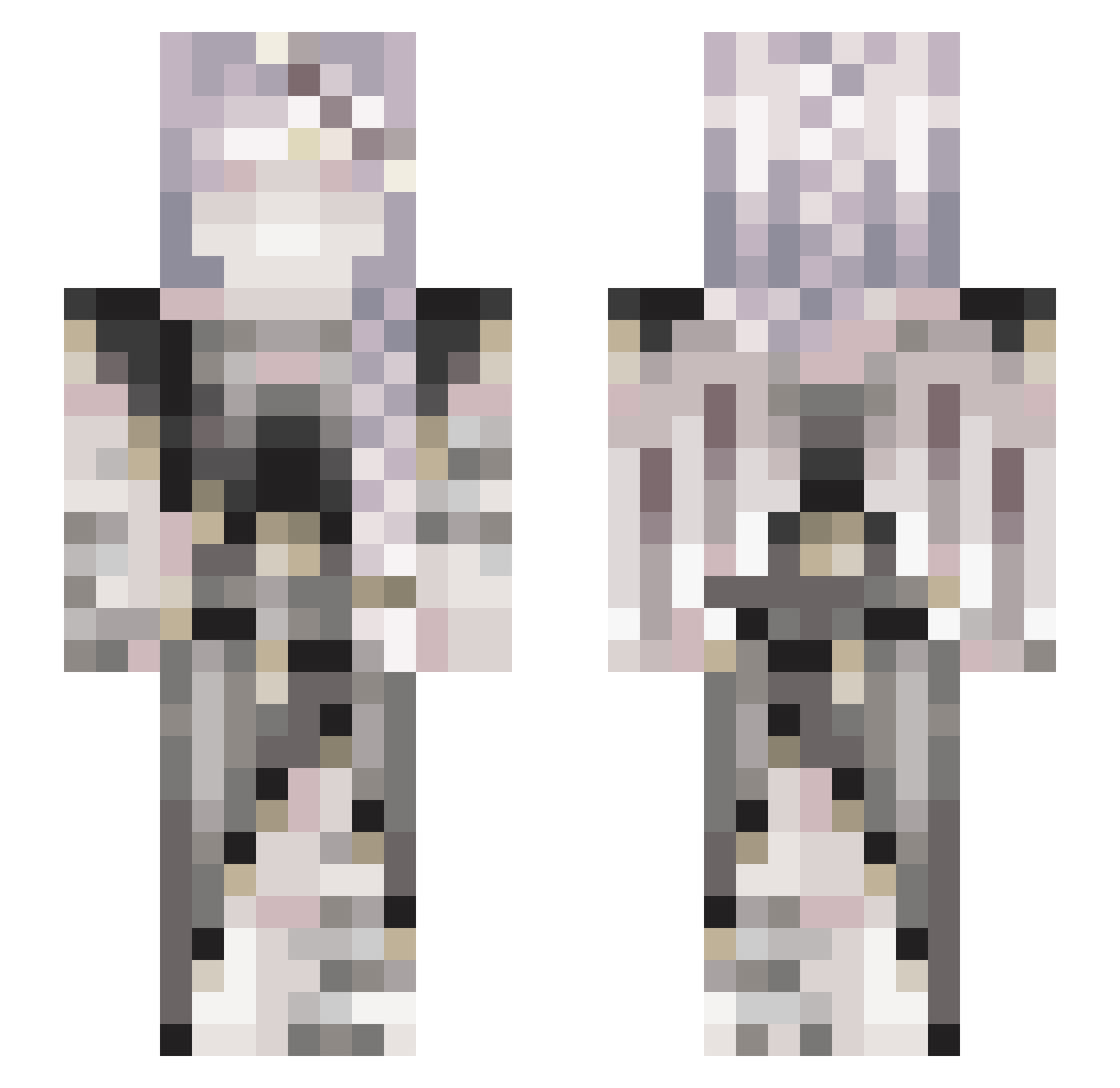 sarahplayz Minecraft skin, front and back view