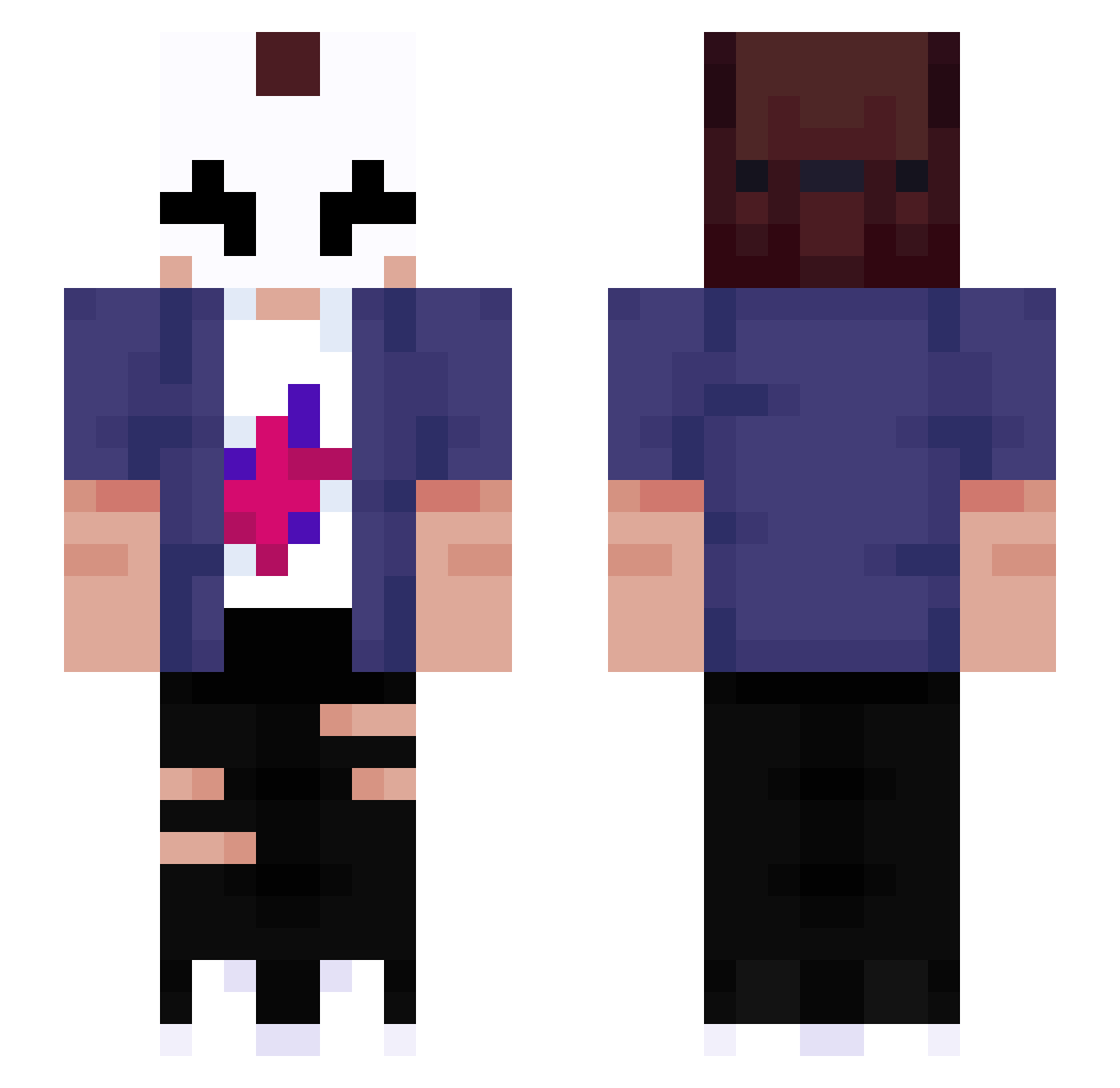 Rabb1tHood Minecraft skin, front and back view