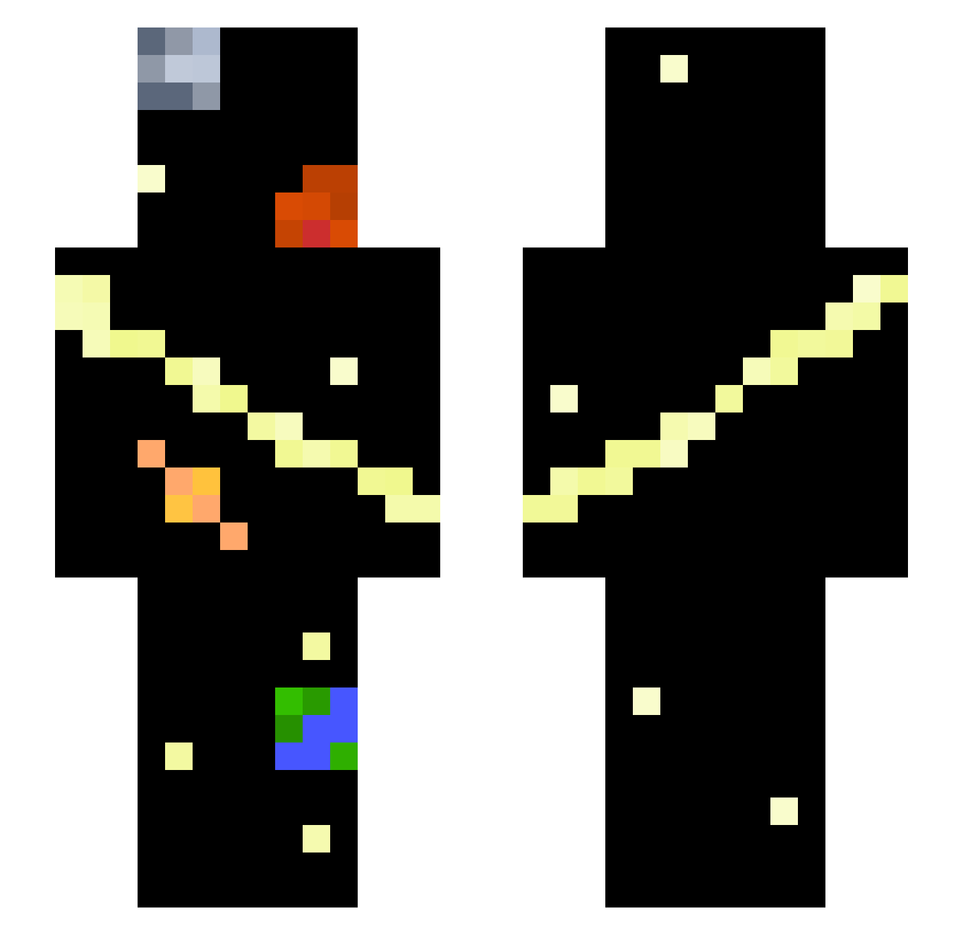 Kuzureru Minecraft skin, front and back view