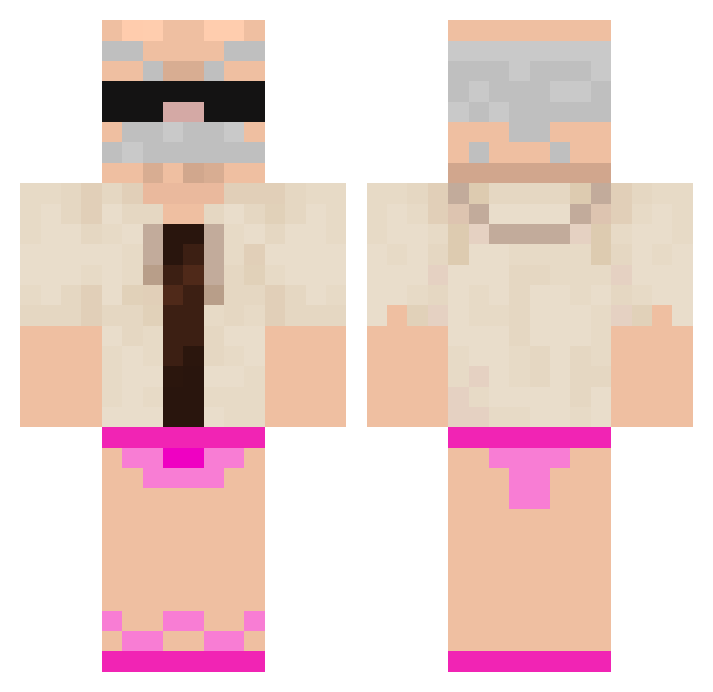 RazorCake Minecraft skin, front and back view
