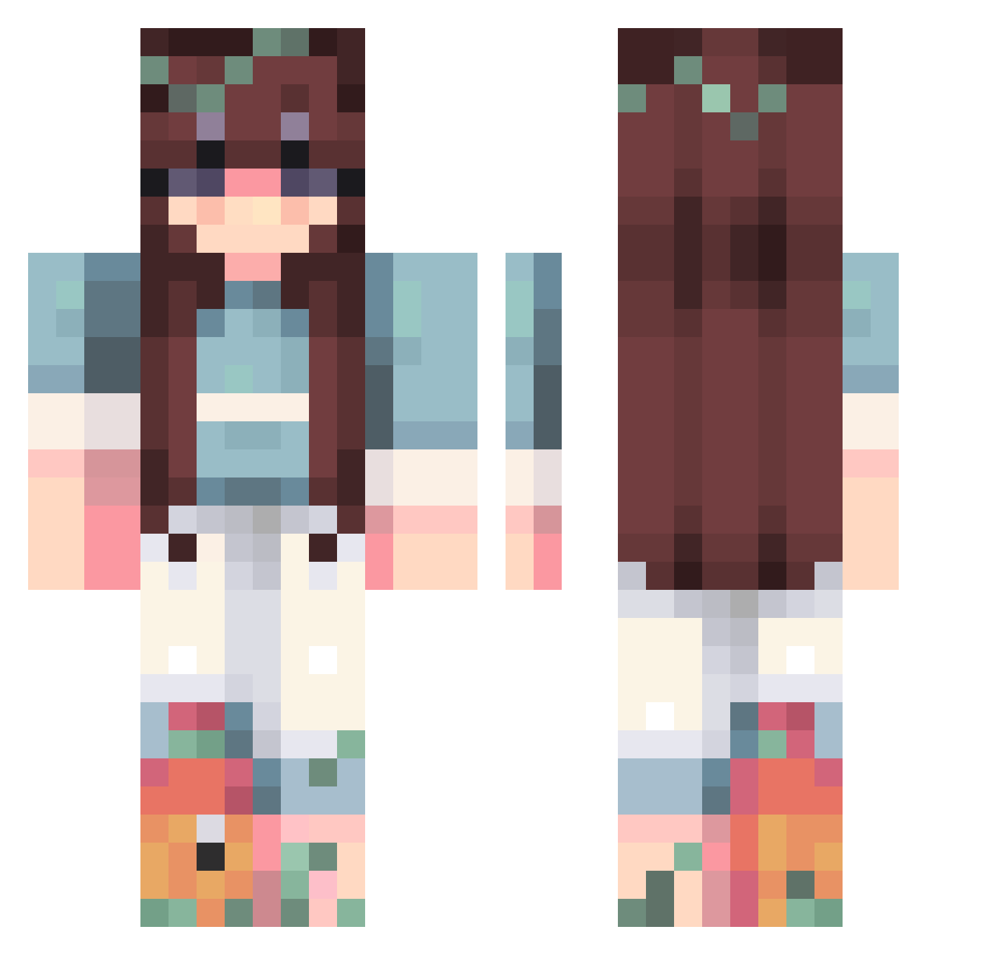 Lumineer Minecraft skin, front and back view