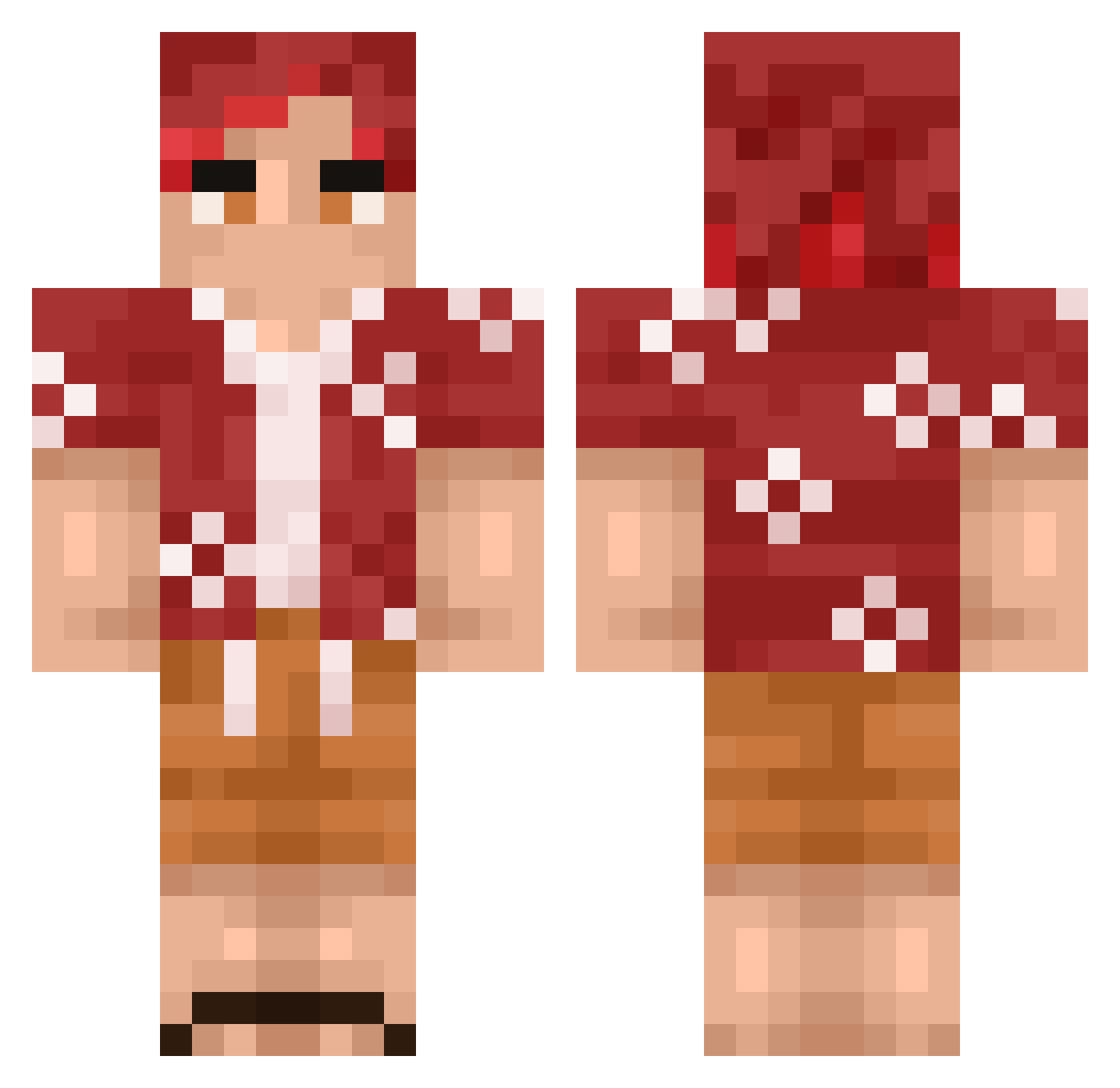 Zandaleynant Minecraft skin, front and back view