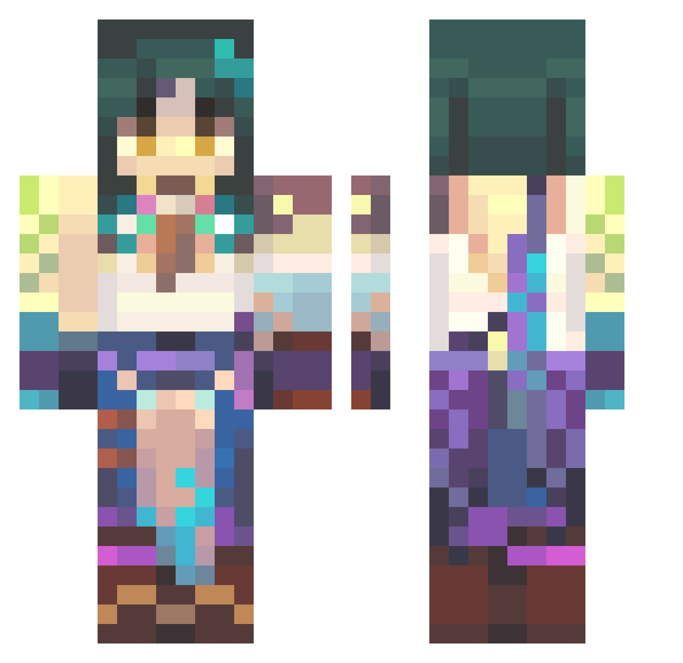 Xiiiaoo Minecraft skin, front and back view
