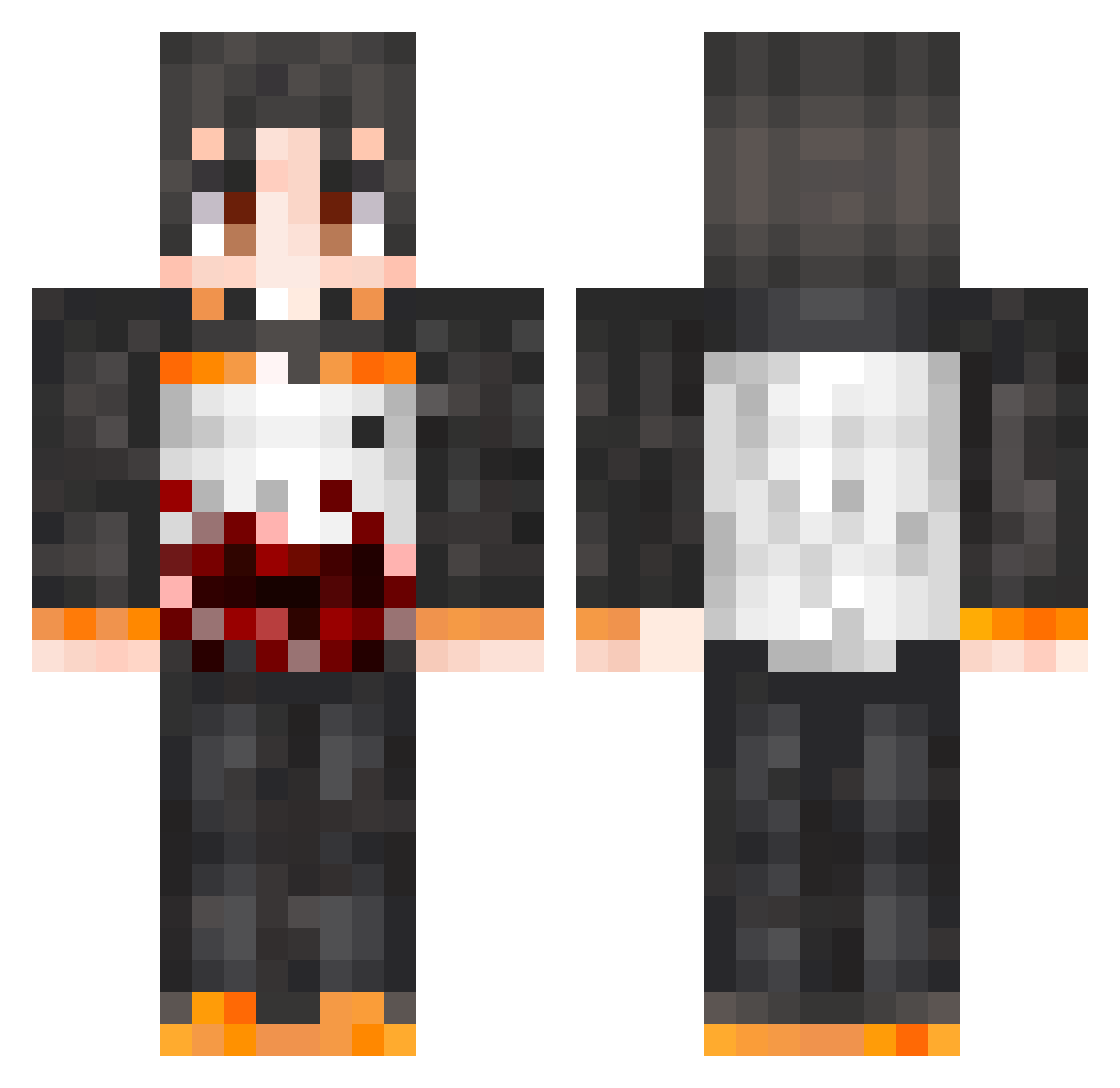 Skellotoon Minecraft skin, front and back view