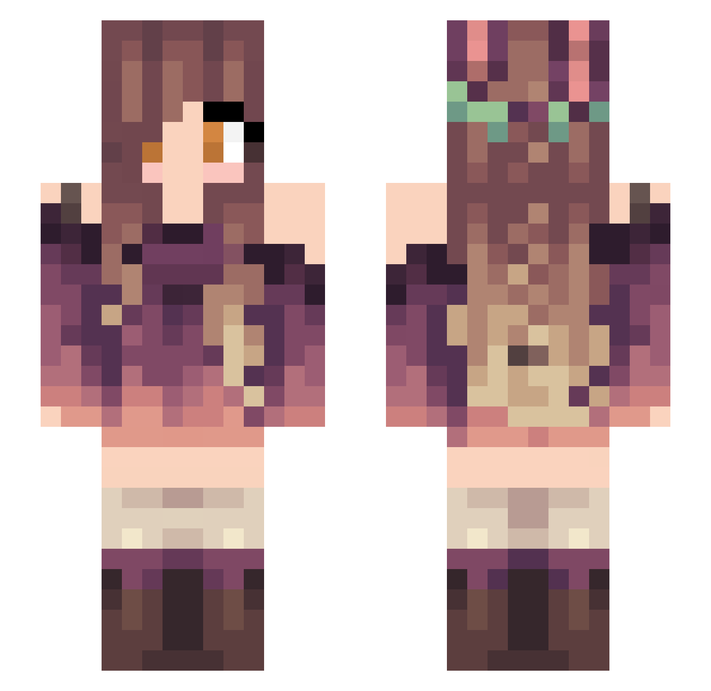 bacimi Minecraft skin, front and back view