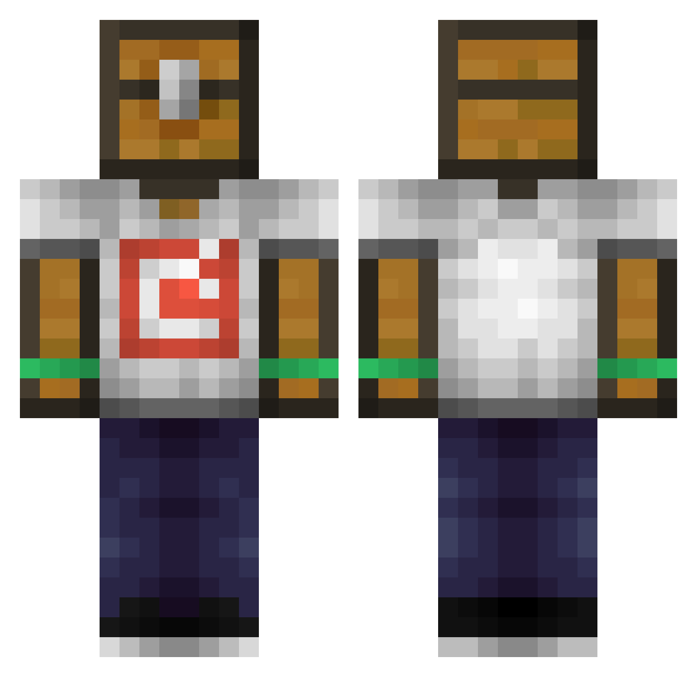 SSOG Minecraft skin, front and back view